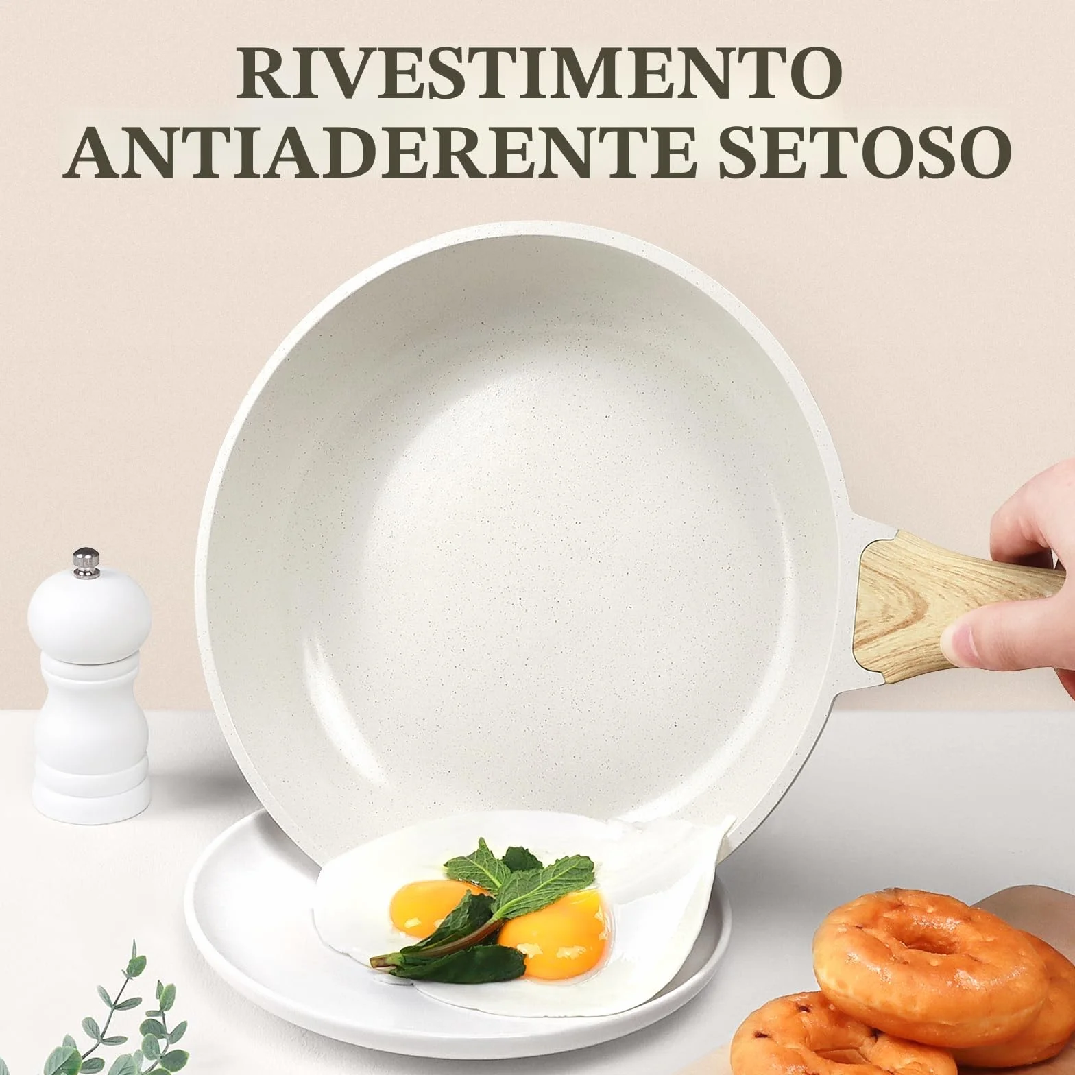 GiPP Padella Antiaderente 24 cm – Sana, Atossica, Compatibile Induzione, Senza PFAS/PFOA, Lavabile in Lavastoviglie