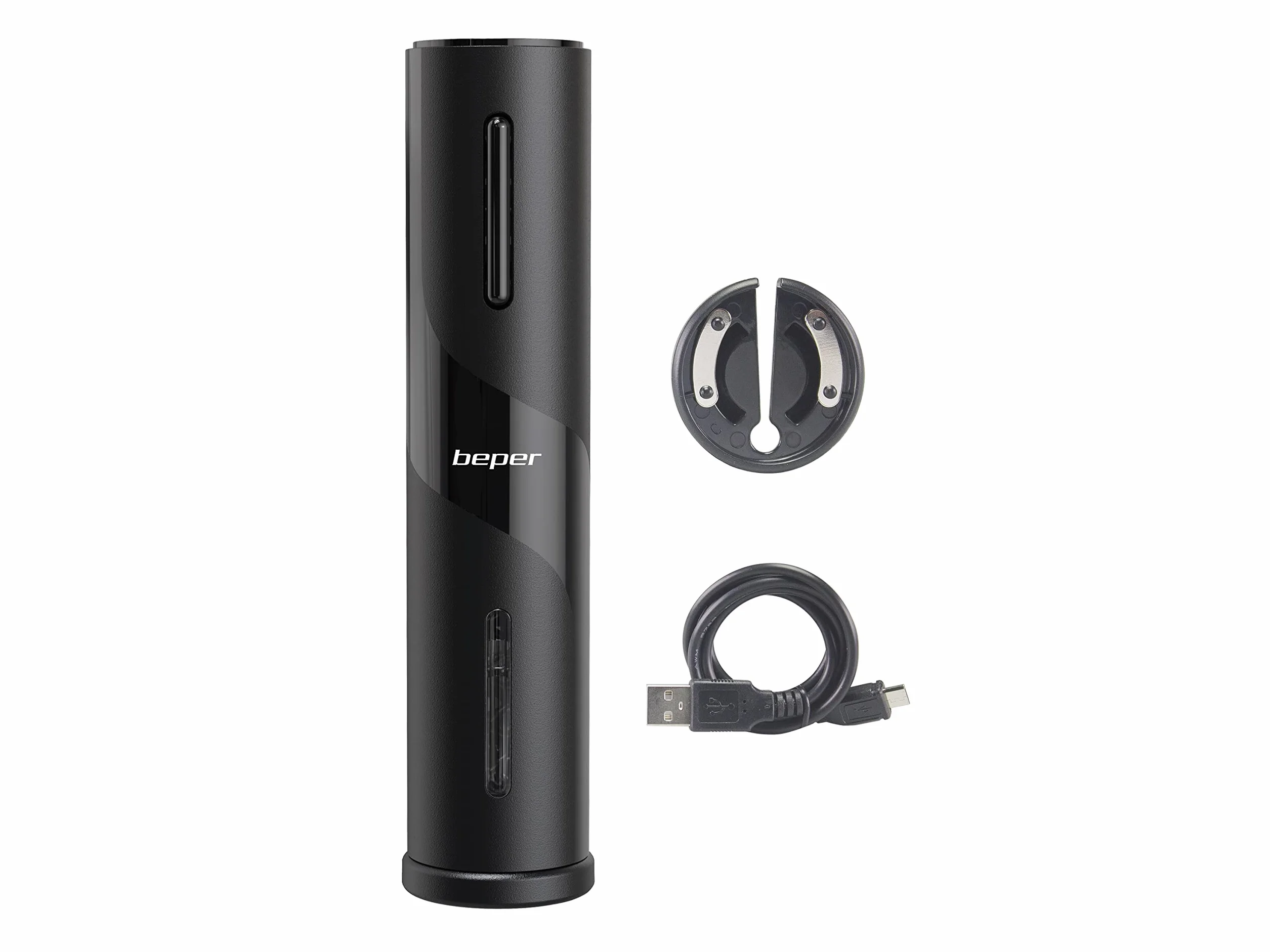 BEPER P102ACP100 Cavatappi Elettrico Ricaricabile con Taglia Capsule e Cavo USB