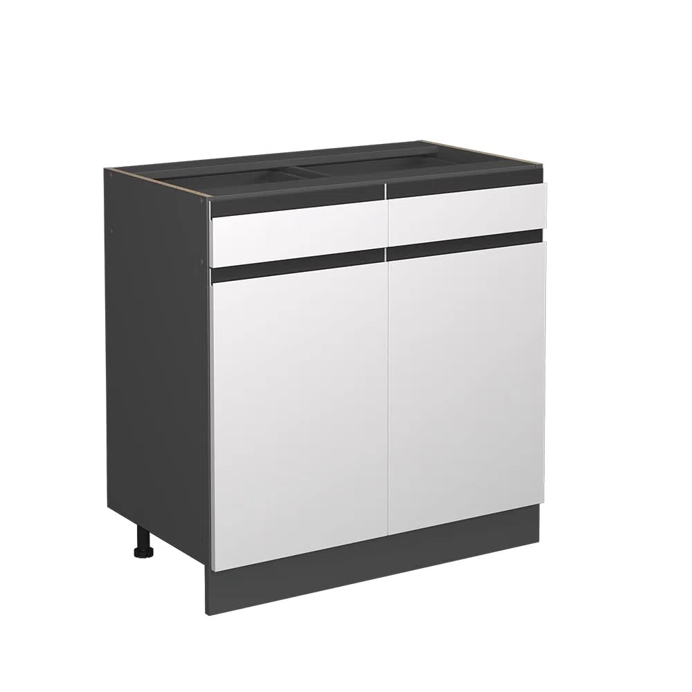 Vicco Mobiletto base per cucina R-Line, Bianco, 80 cm Forma a J, senza piano di lavoro, per la libera combinazione all'interno di sistemi cucina modulari