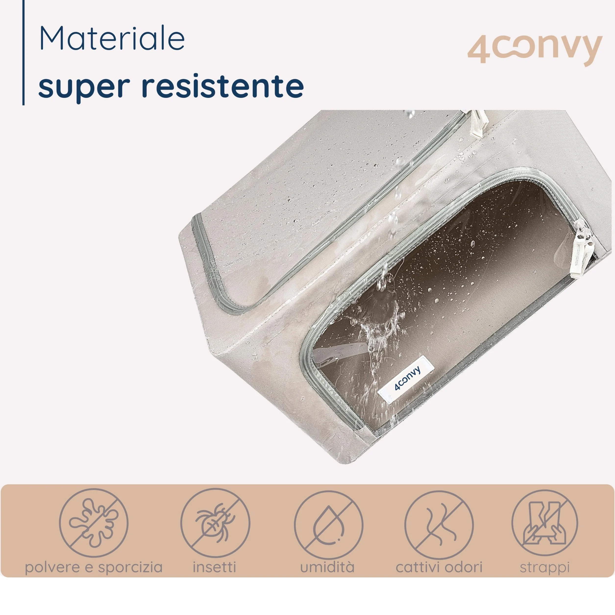 4CONVY Scatole Rigide per Armadio con Cerniera e Struttura in Metallo – Contenitori Impilabili Pieghevoli 2x24L