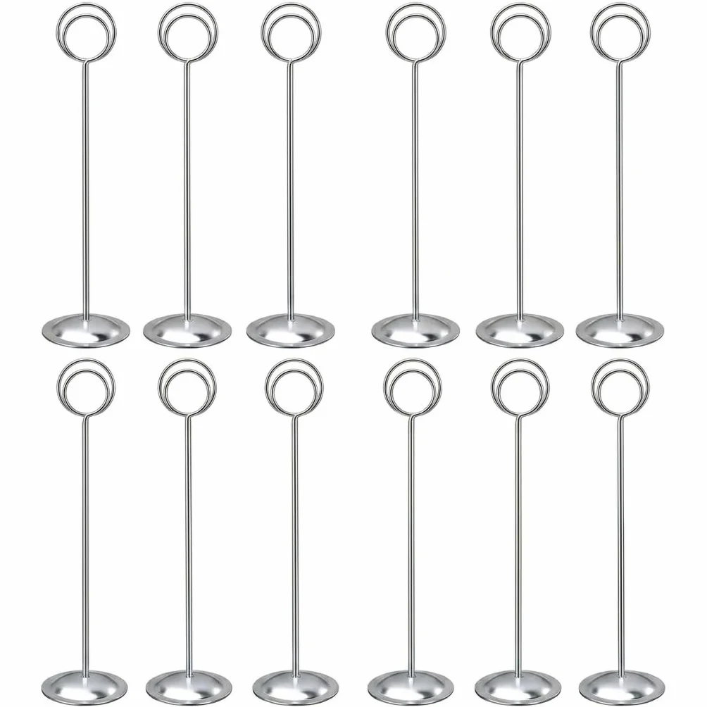 HOHIYA 12 Pezzi Porta Numeri da Tavolo Argento, Supporto Segnaposto in Metallo Alto 30,5 cm per Matrimoni e Feste
