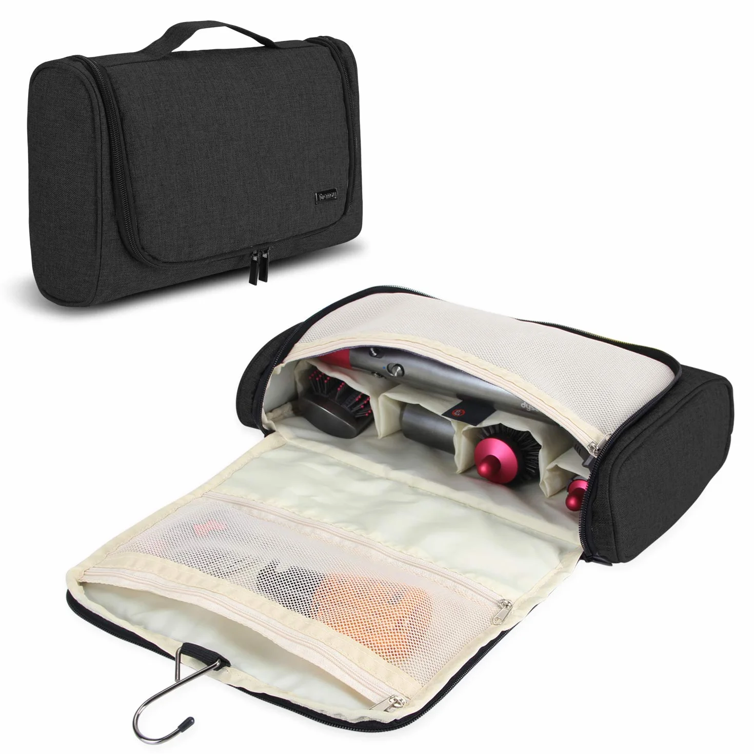 Teamoy Porta da Viaggio Compatibile con Dyson Airwrap Styler, Borsa a Muro Organizzatrice Portatile, Porta asciugacapelli con Gancio, Nero