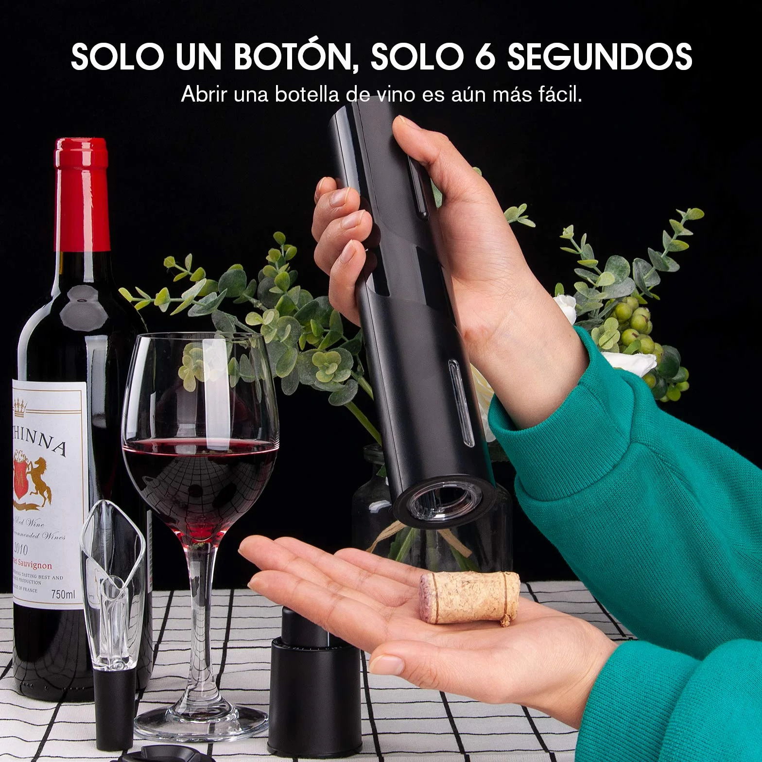 Apribottiglie di vino elettrico, set regalo con taglierina e versatore