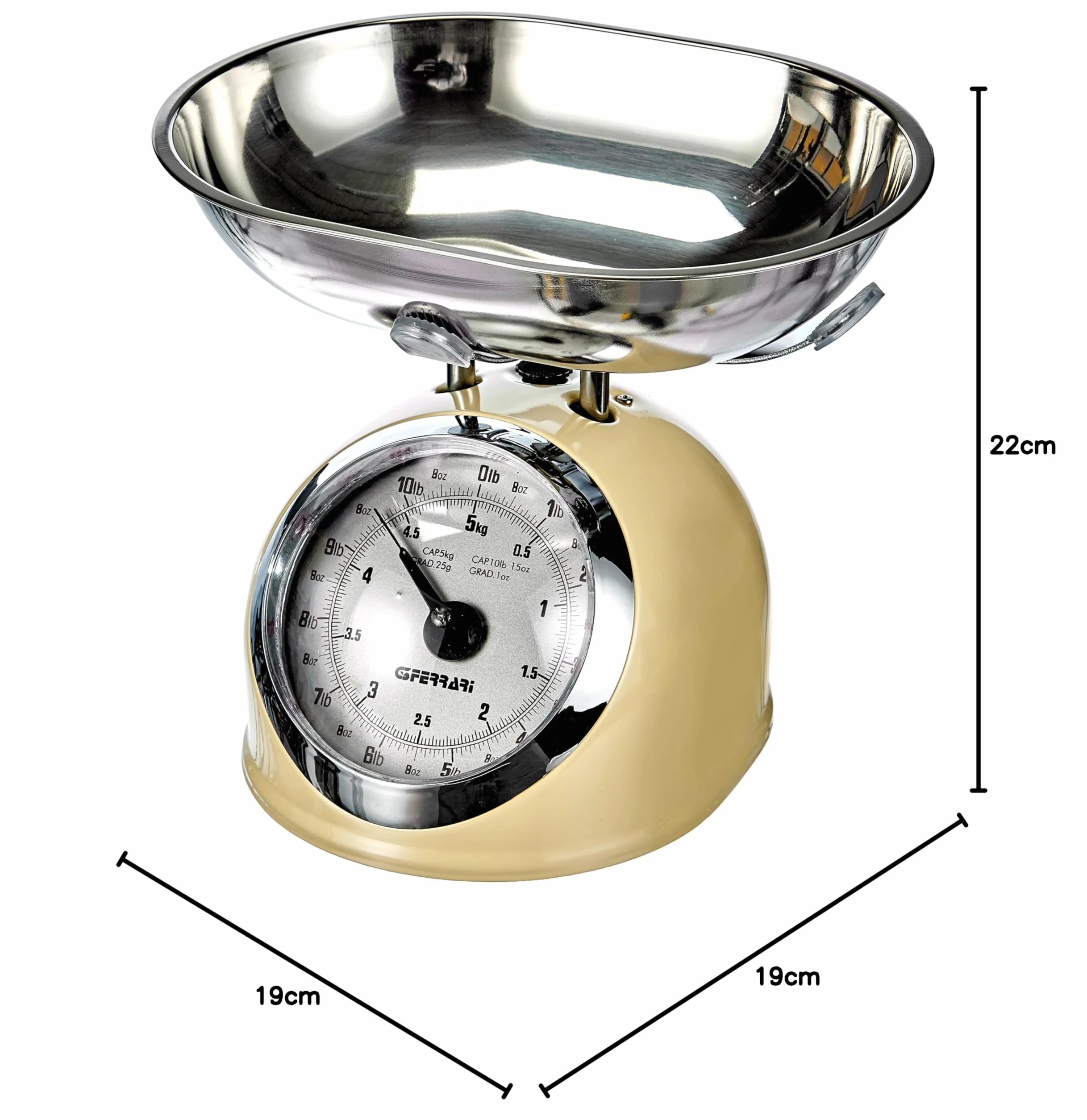 G3 Ferrari Bilancia Meccanica da Cucina Aska 5 kg Metallo Panna
