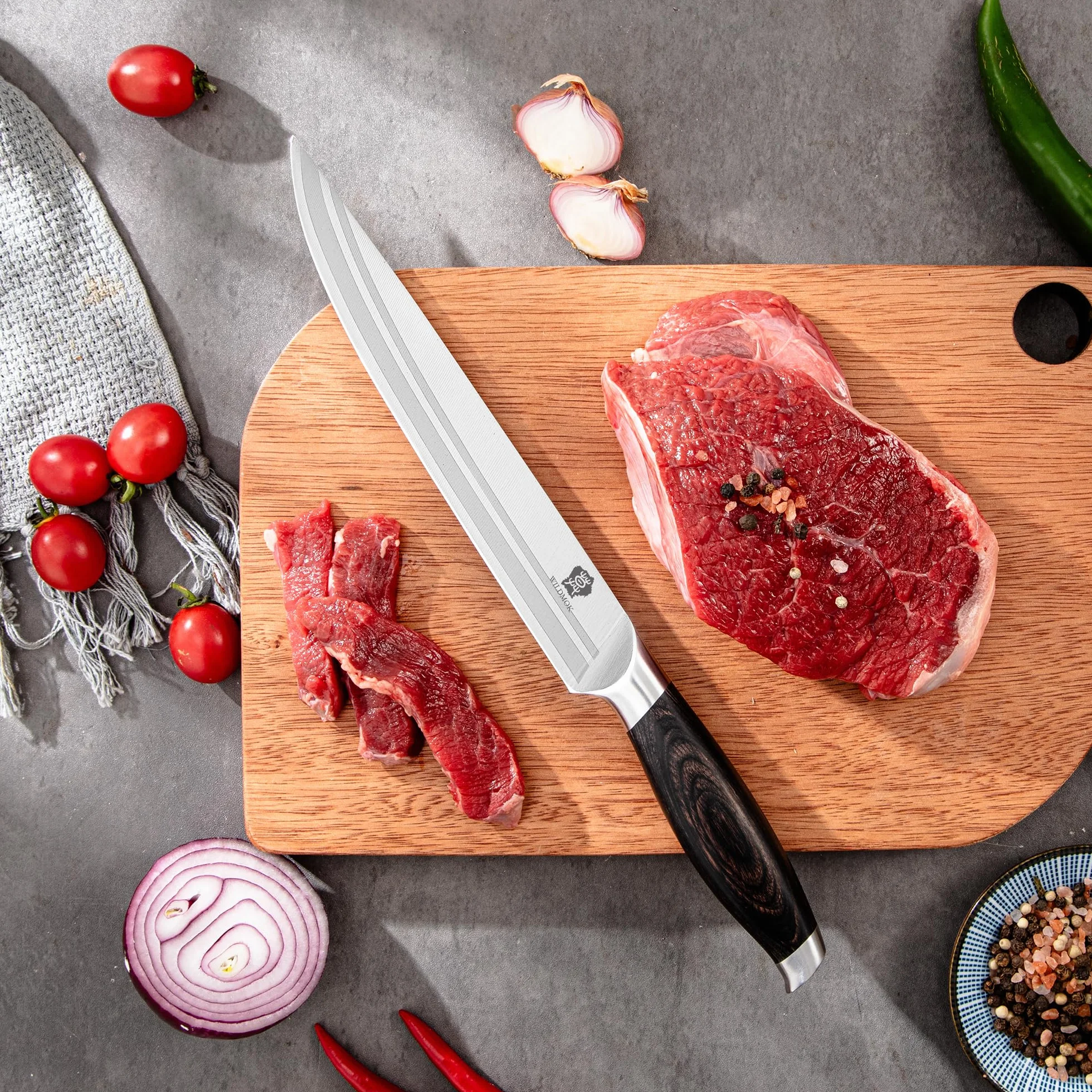 WILDMOK Coltello intagliato 20,5 cm, coltello da taglio della carne, coltello da barbecue in acciaio inossidabile tedesco con manico ergonomico, regali imballati