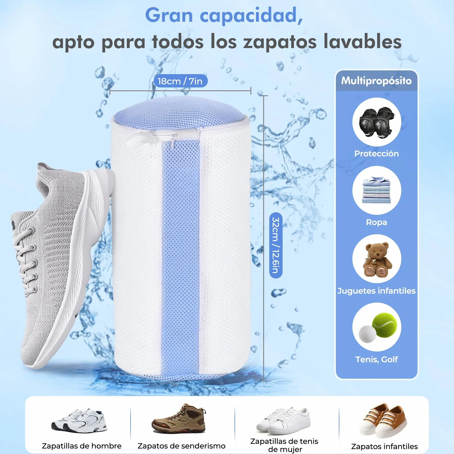 Teletrogy 2 Pezzi Sacchetti per Scarpe Lavanderia con Cerniera Nascosta, Riutilizzabile, Bianco