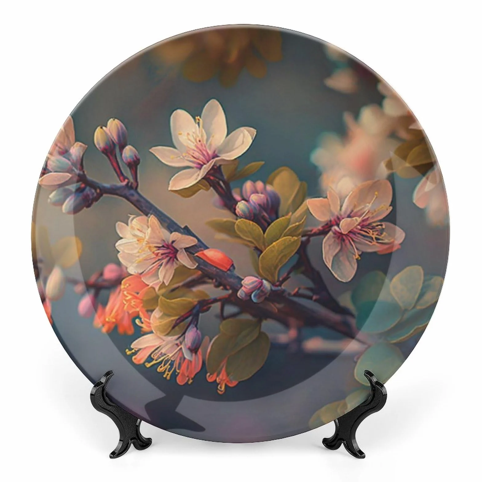 Piatti decorativi da appendere al muro, piatto in ceramica con supporto espositivo, decorazione per interni per armadi da cucina, vassoio rotondo da 20,3 cm