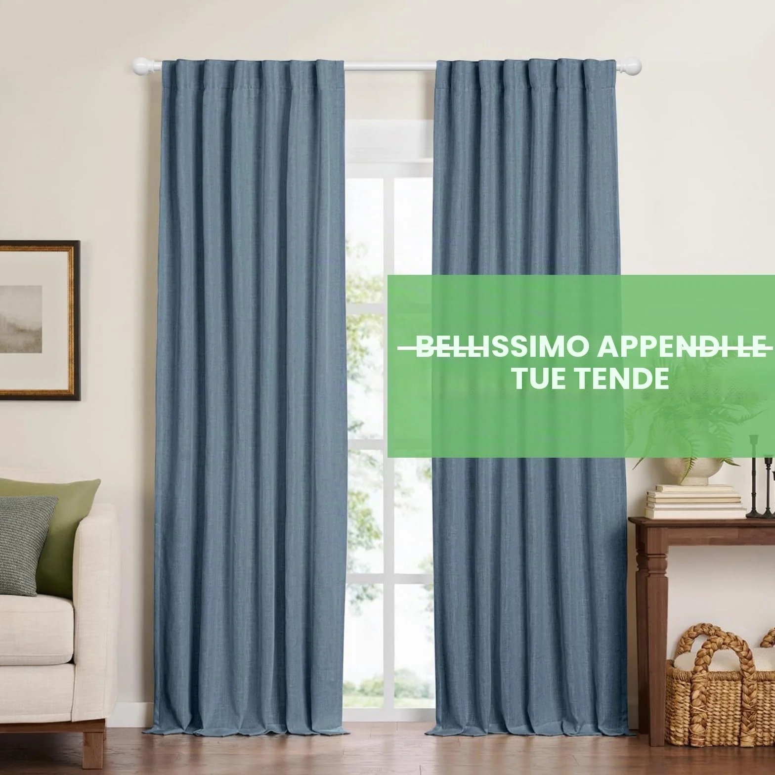 Bastone tenda 3 metri bianco metallo regolabile 5/8 diametro 80-300 cm set con staffa