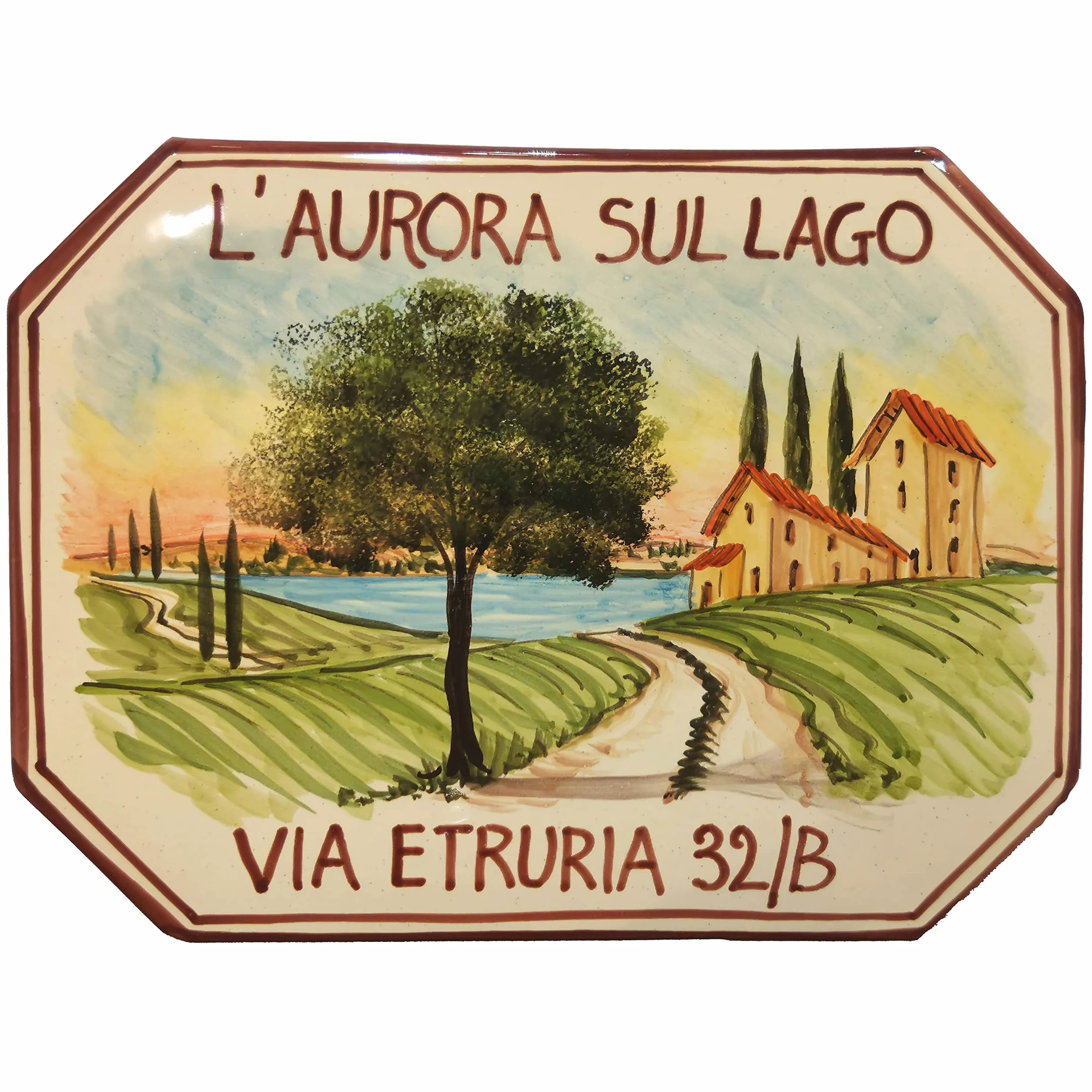 Targa in ceramica fatta a mano personalizzabile con indirizzo e nome famiglia - Numero civico per esterno e interno
