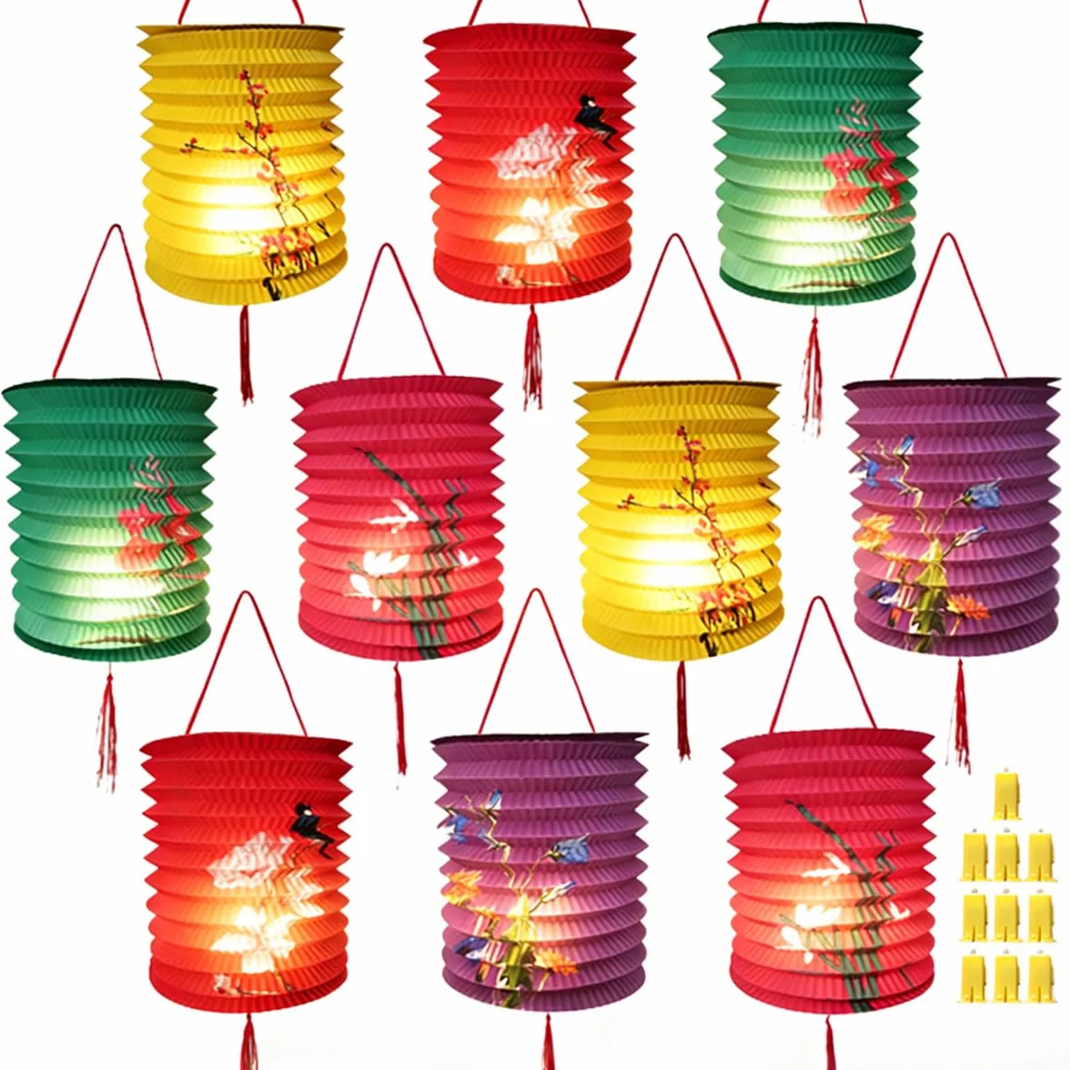 Cinesi Lanterne di Carta a LED 16 cm Colorate per Feste