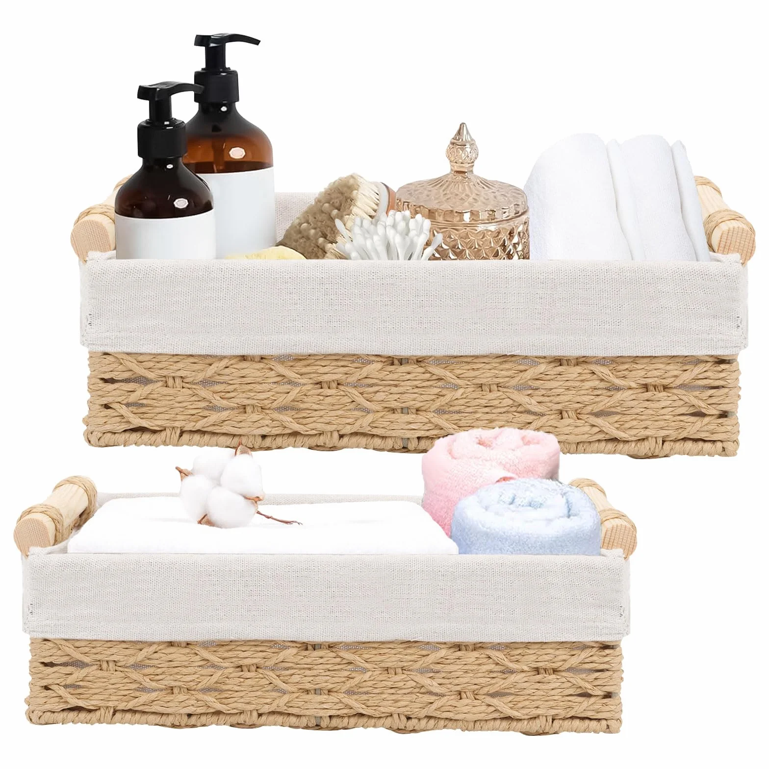 Cestini Portaoggetti Intrecciati GAESHOW Organizer per Scaffali Decorativi Beige