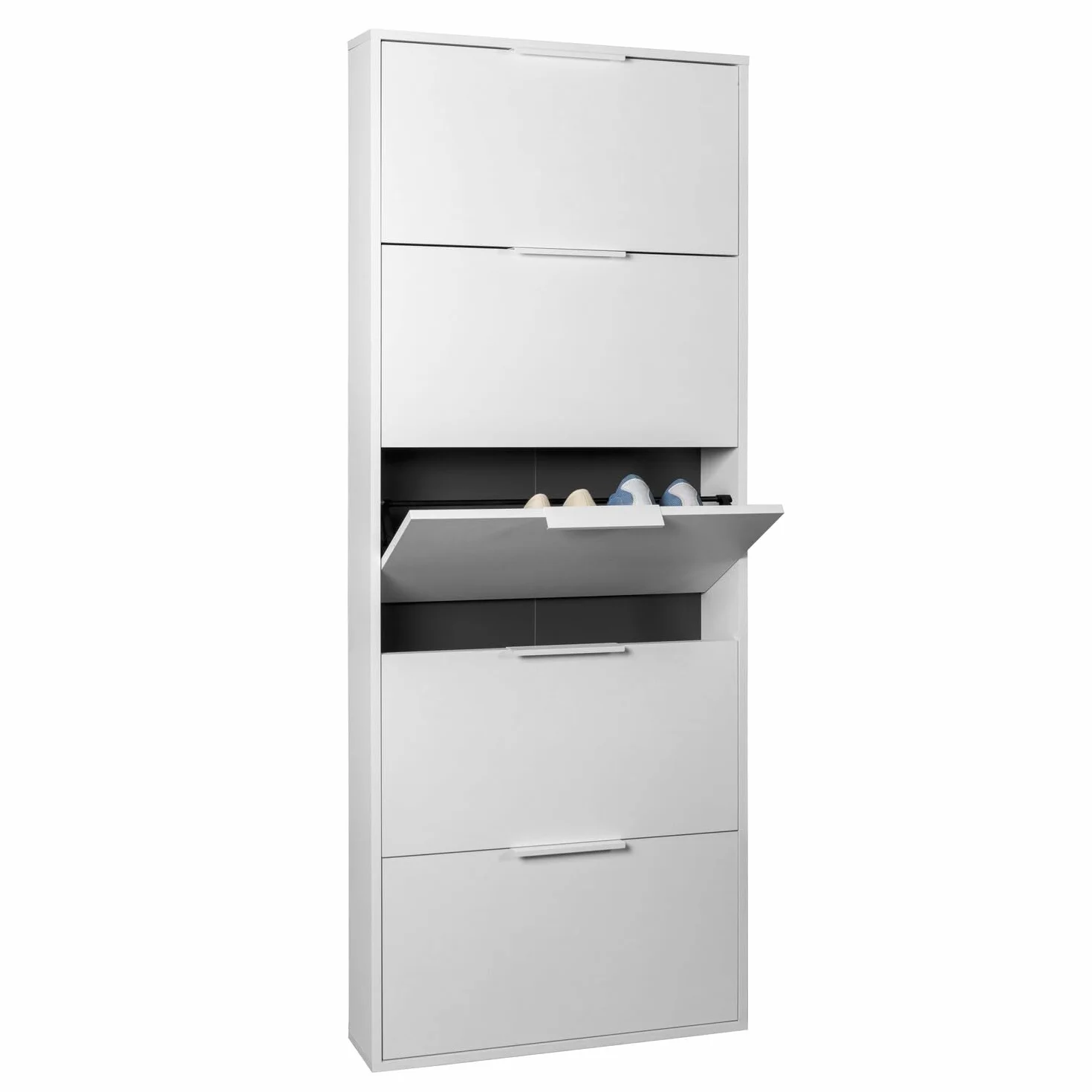 Composad Scarpiera Slim ESPRESSO 5 Ribalte 65x173,5x15 cm Bianco Made in Italy