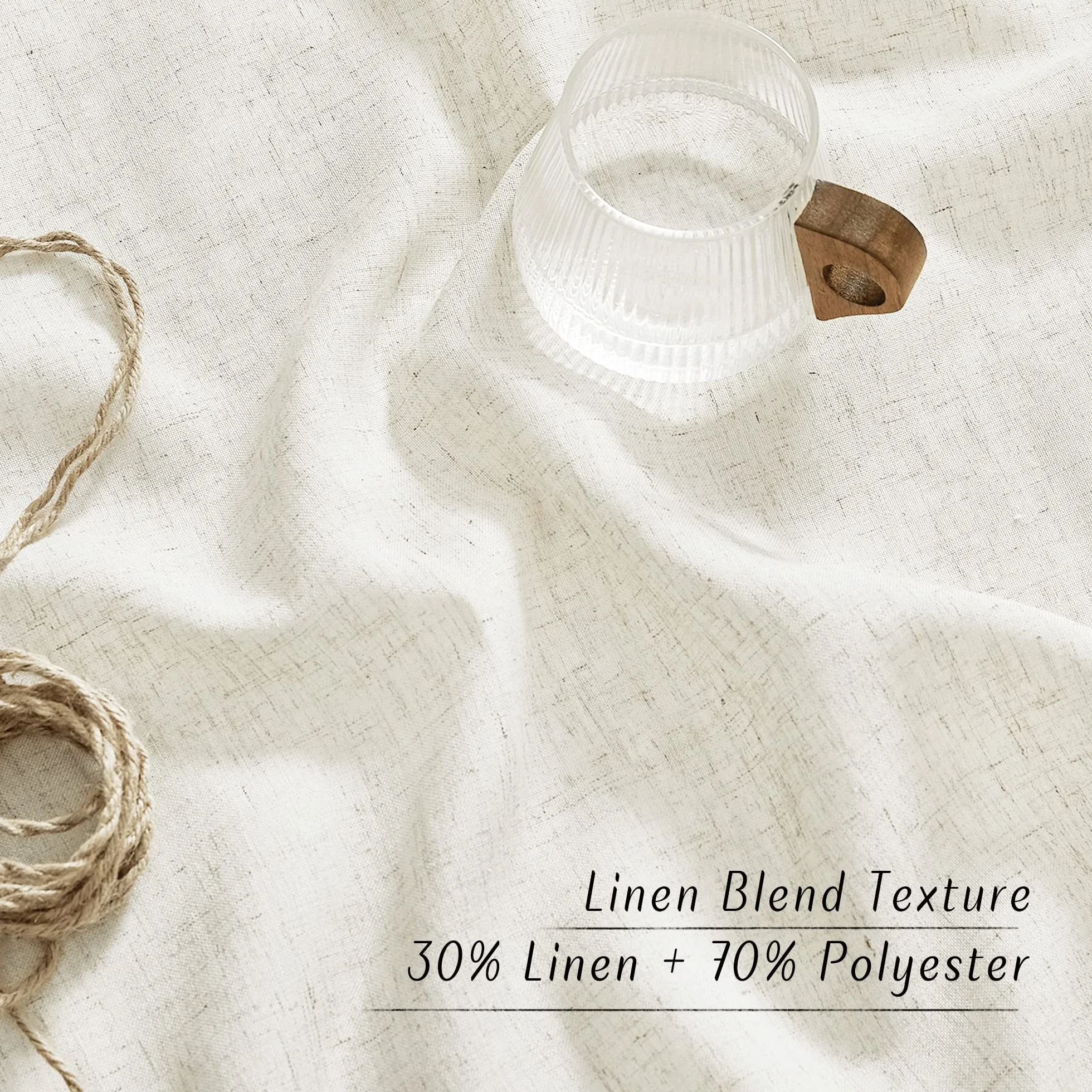 PONY DANCE Tende Lino per Interni con Anelli 2 Pezzi L 140 x A 260 CM Tende Camera da Letto Semitrasparenti Filtro Luce Linen Curtains con Privacy ed Estetica Elegante, Beige