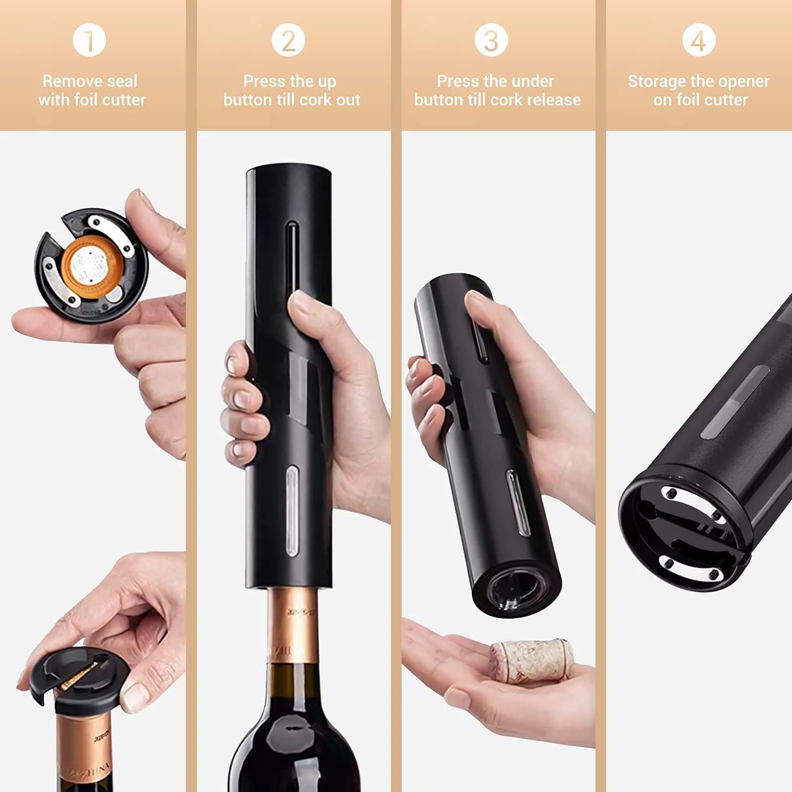 Quntis Cavatappi Elettrico Professionale Set con Cutter Alluminio, Spina Sottovuote, Versatore, Regalo Natale