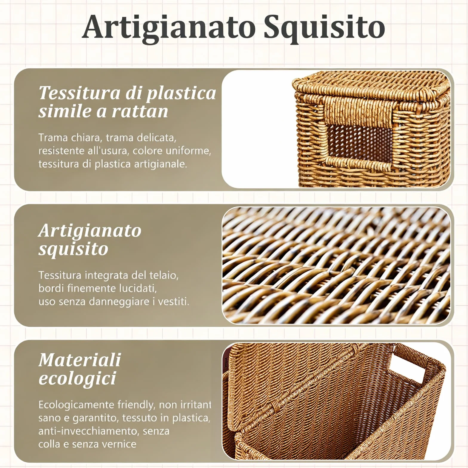 Cestino Portaoggetti Intrecciato in PP Porta Riviste S 38x15x27 cm