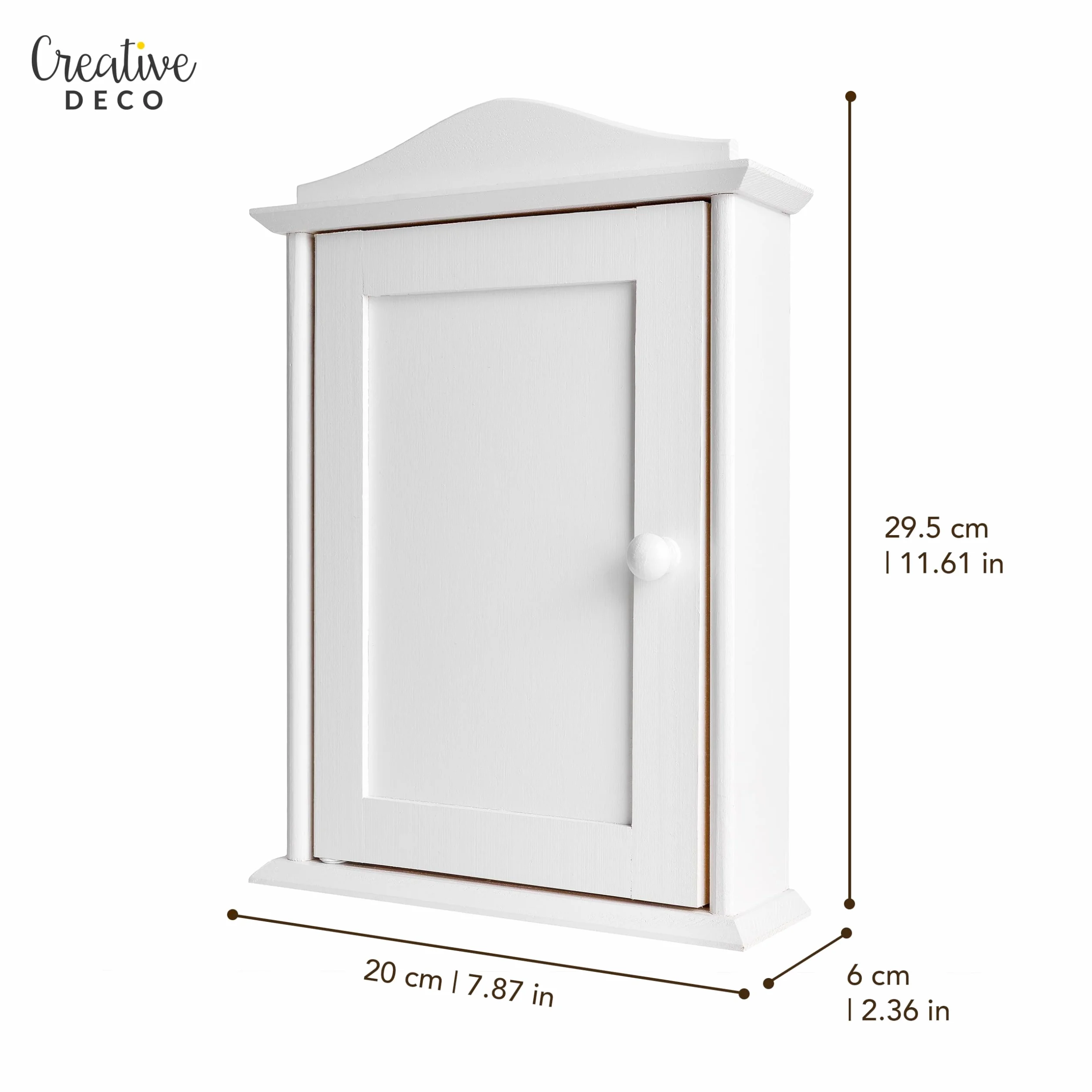 Creative Deco Decorativa Cassetta Portachiavi Bianca in Legno con 6 Ganci | 20 x 6 x 29,5 cm | Appendichiavi Bianco | Scatola Portachiavi Bianca con Ganci, Ideale per Conservazione e Decorazione