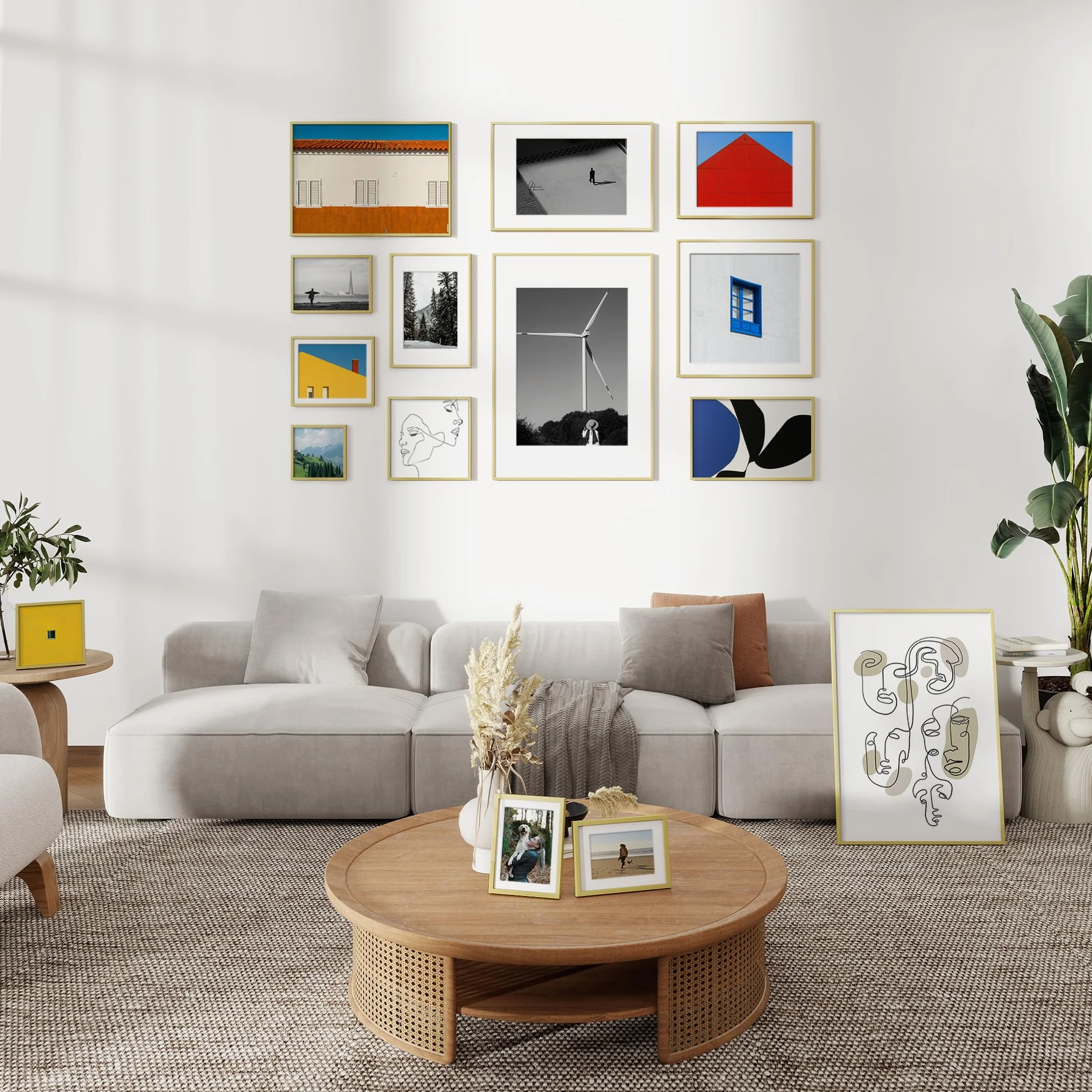 Cornice portafoto in alluminio, 20 x 20 cm, 20 x 20 cm, cornice quadrata senza passepartout o 9 x 9 cm, con passepartout in metallo con vetro temperato per foto, collage, decorazione di