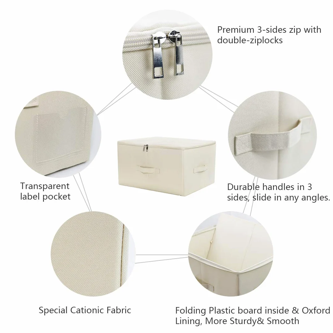 iwill CREATE PRO Jumbo Pieghevoli Contenitori di Stoccaggio con Lid, Beige, Confezione 2