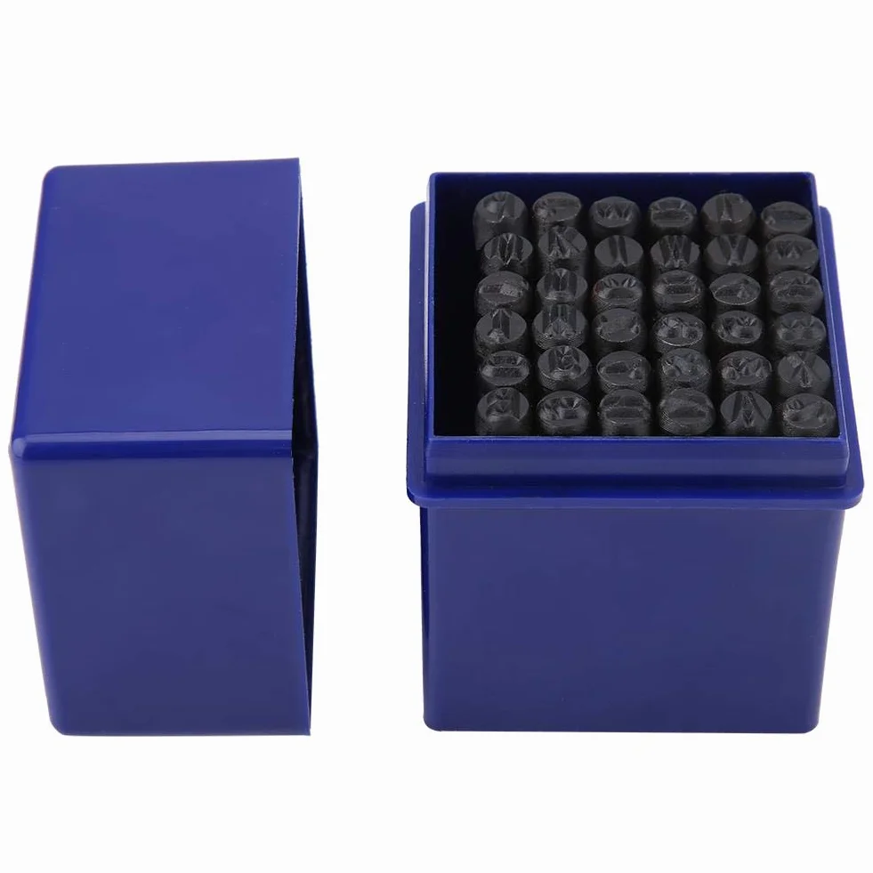 Set di Punzoni in Metallo 36 Pezzi, Lettere A-Z e Numeri 0-9 5 mm, per Incisione