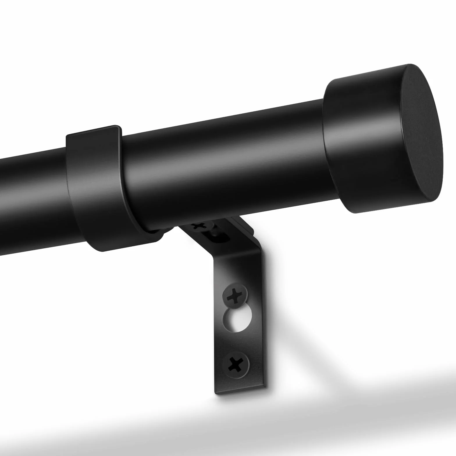 Bastone per Tende Nero, 80-183 cm Regolabile, Asta Estensibile con Terminali a Cilindro e Staffe