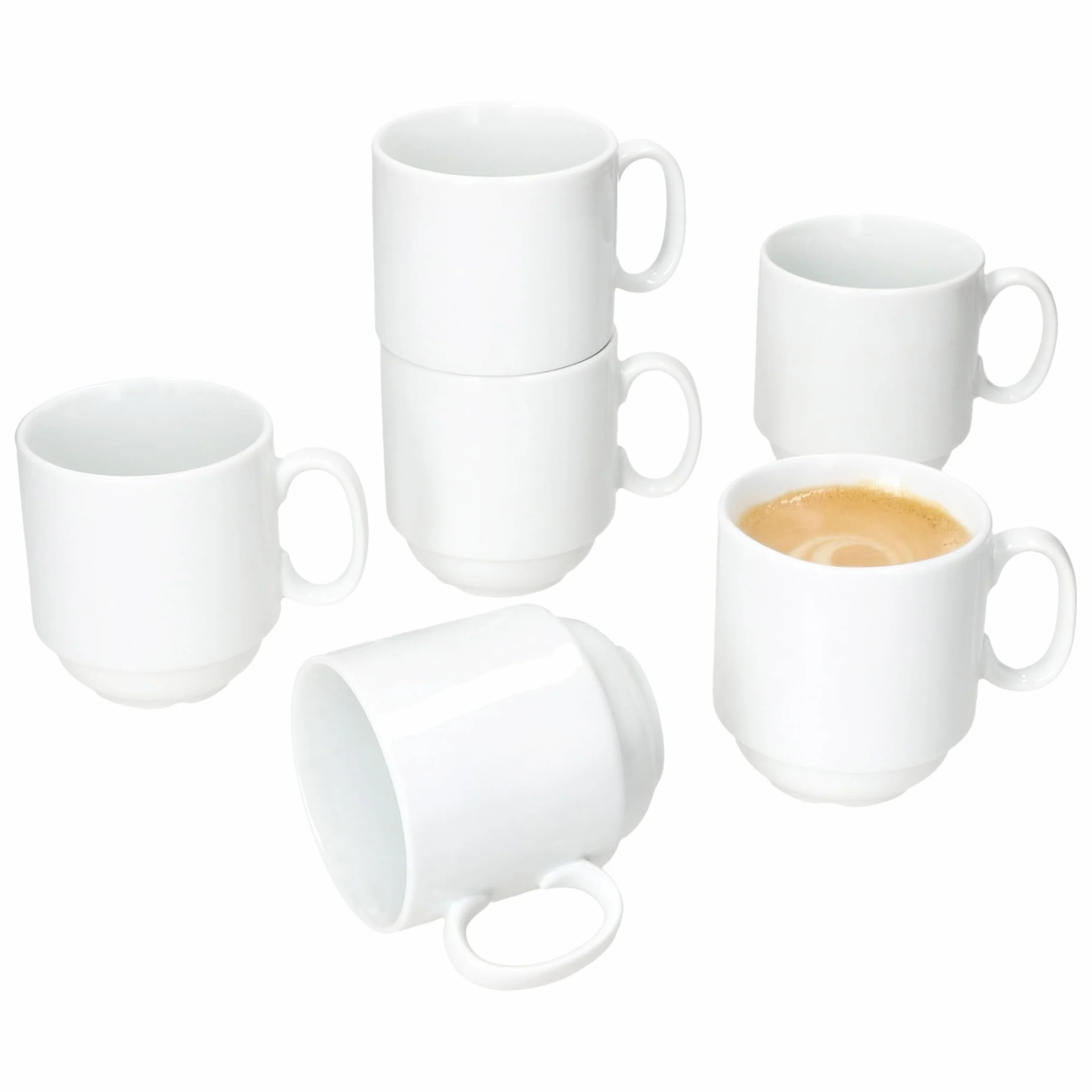 MamboCat Tommy Set 6 tazze da caffè 220 ml porcellana bianca impilabili