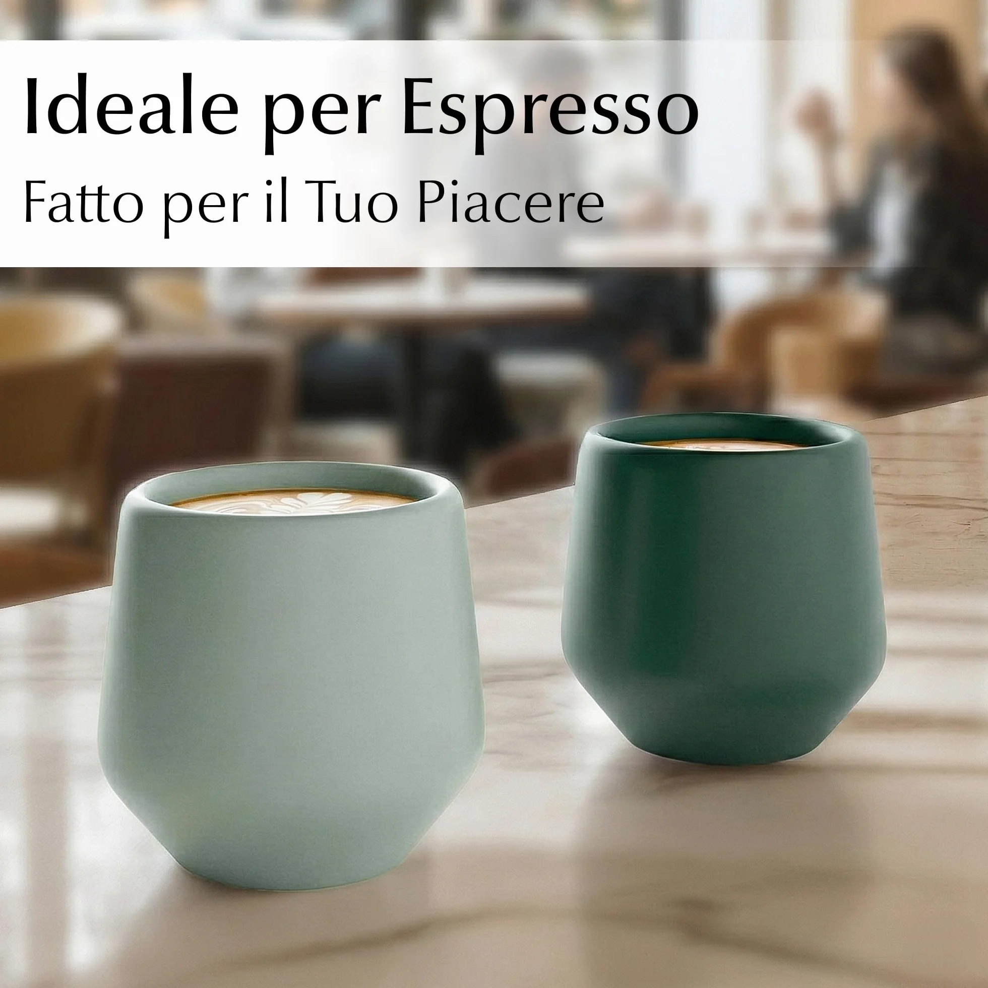 MIAMIO Set di Tazzine da Espresso 4 Pezzi 90 ml Ceramica Collezione Luxe