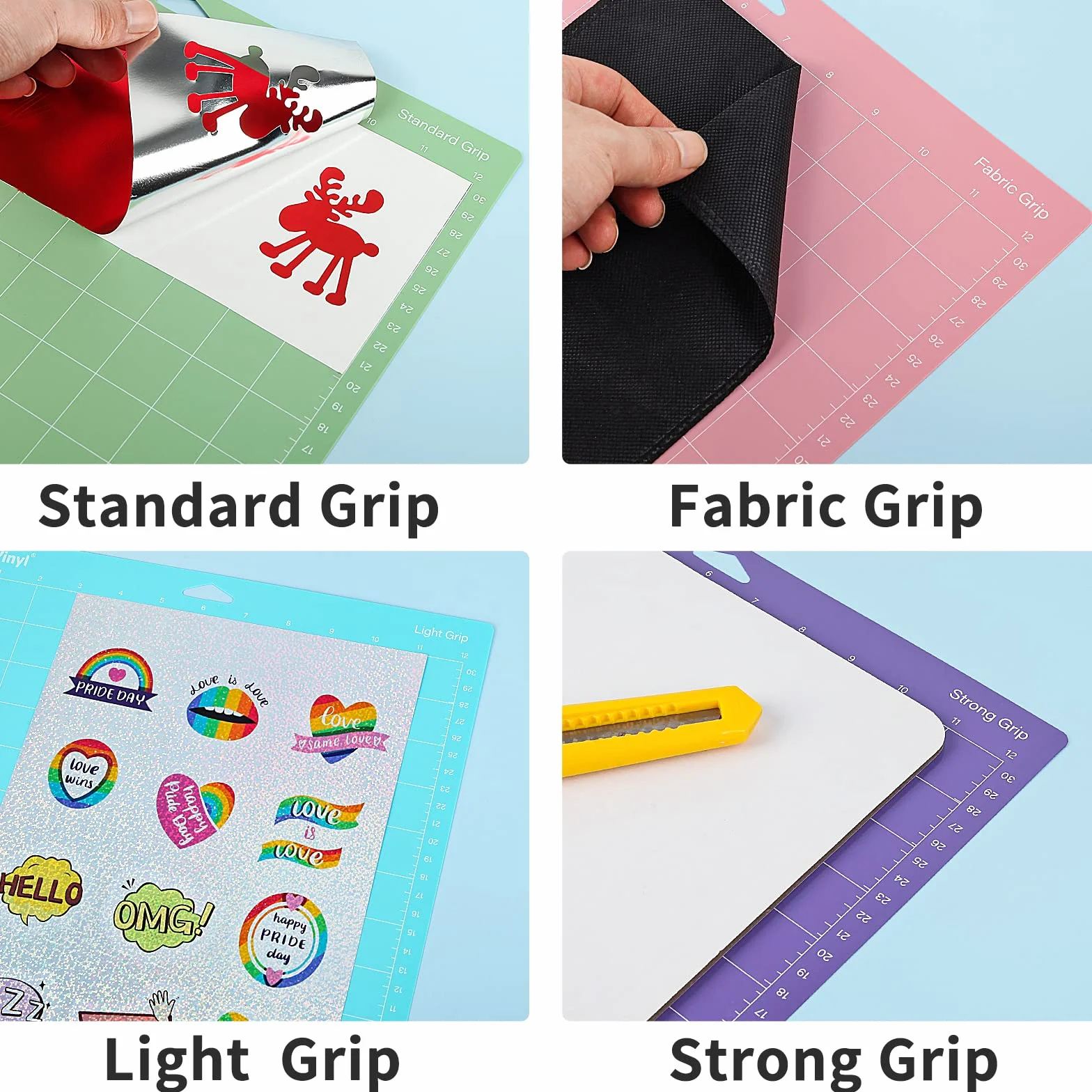 Tappetino da taglio Cricut Lya Variety 8 pezzi 12x12 StandardGrip LightGrip StrongGrip FabricGrip per Explore Air