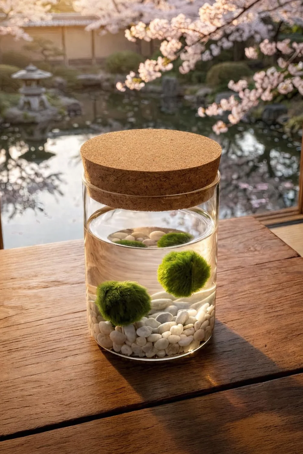 La Felicità è Nelle Piccole Cose Marimo Coppia originale vaso vetro con tappo sughero diametro 8cm altezza 11cm Made in Italy