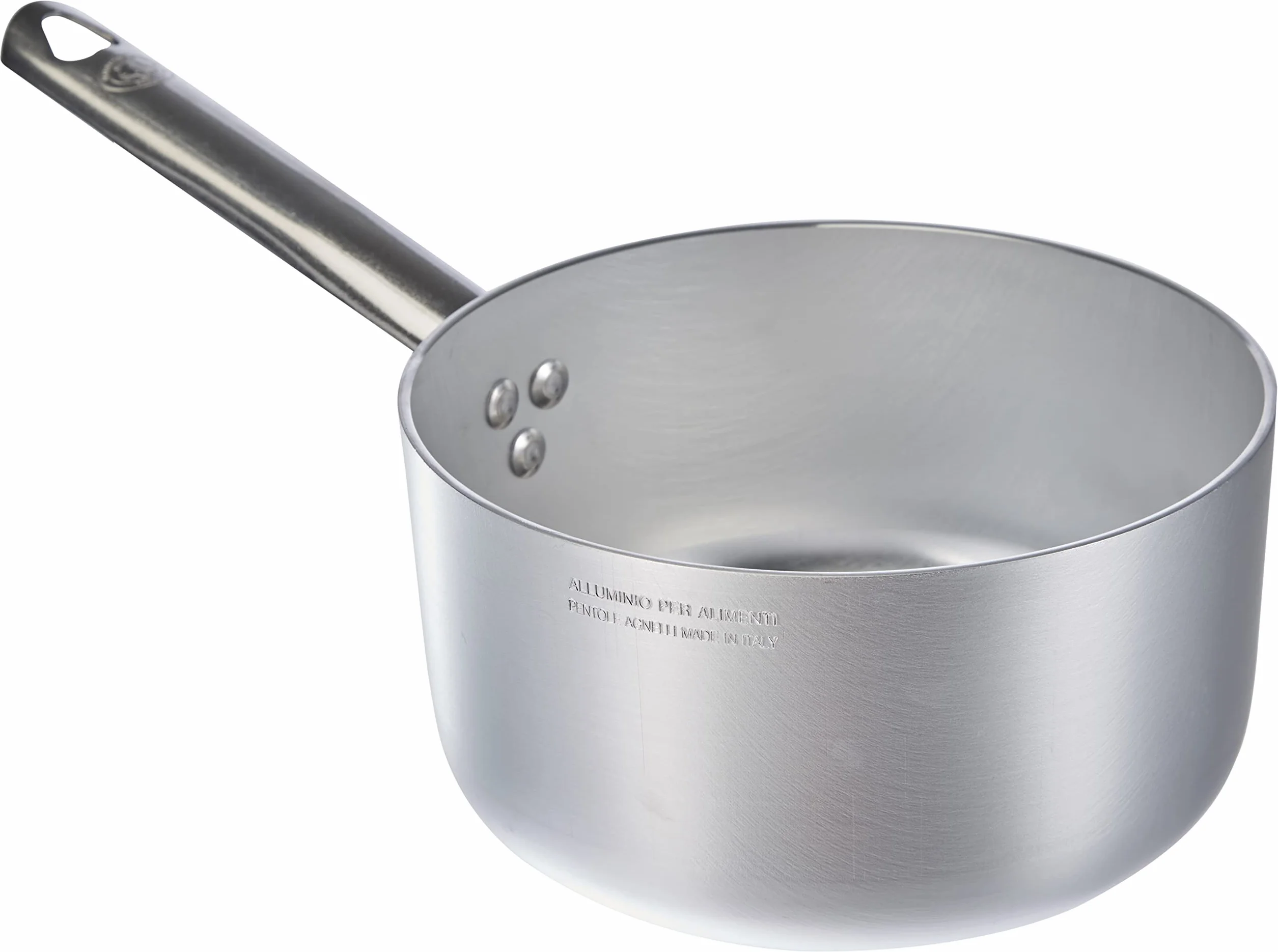 Pentole Agnelli Linea Alluminio 3 mm Professionale Casseruola Alta con Manico Inox, Argento, 18 cm