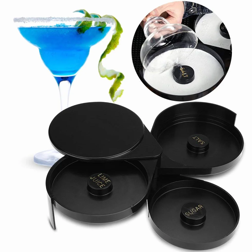 Rimmer Cocktail, Salt Rimmer, 3 Bacchette in Vetro per Margarita e Cocktail, Rimmer per Vetro da Bar a 3 Livelli, Rimmer per Zucchero e Sale Margarita, Rimmer di Zucchero, Strumento da Barman