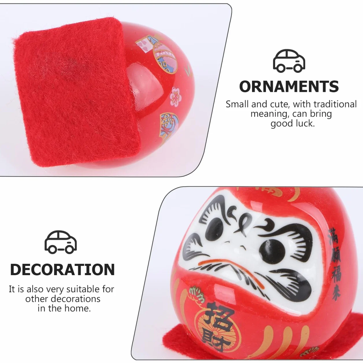 PRETYZOOM Set di 5 Bambole Darum Giapponesi in Ceramica - Soprammobili Tradizionali Miniatura per Decorazione Casa