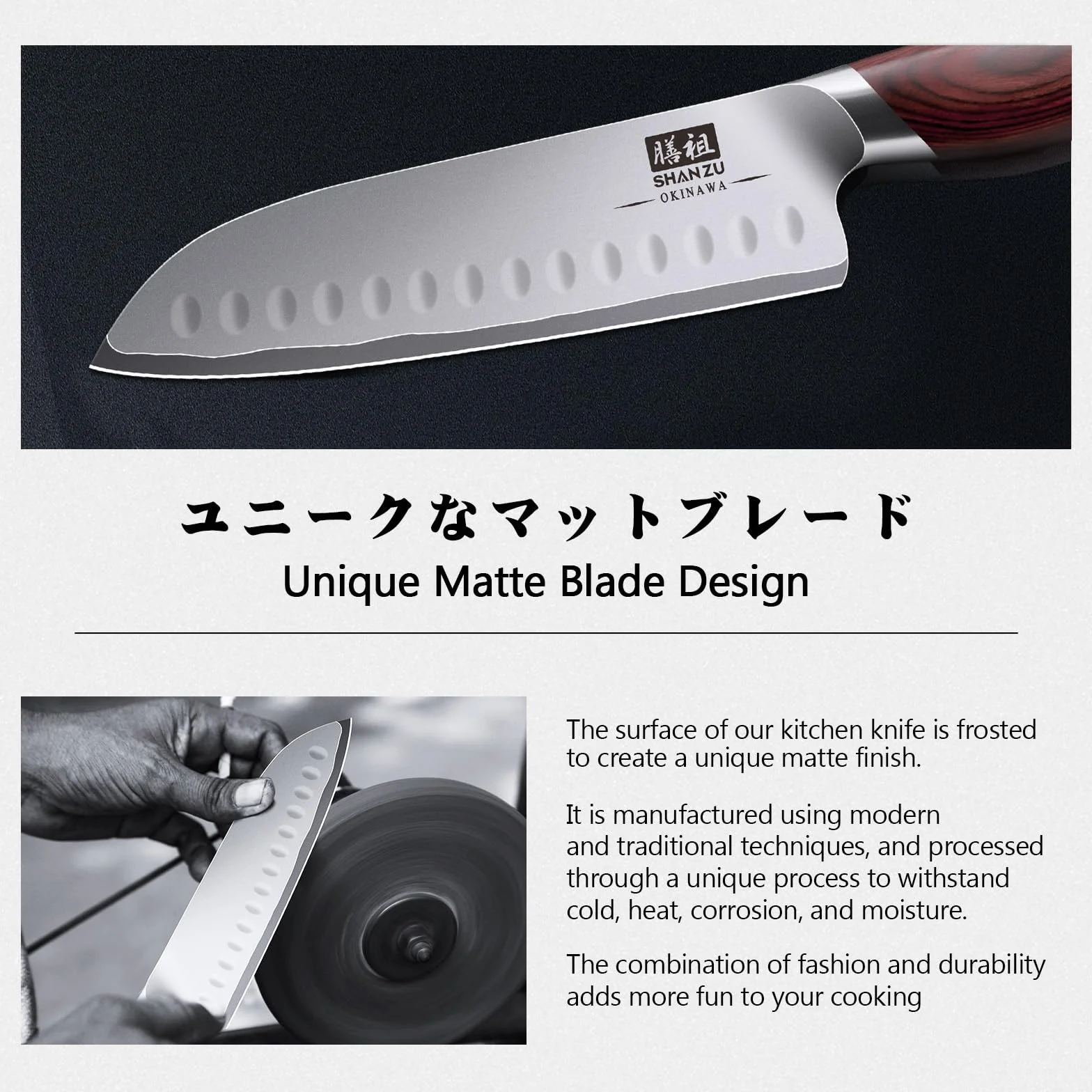 SHAN ZU Coltello da Cucina 18 cm, Coltello Santoku Giapponese in Acciaio ad alto Tenore di Carbonio 10Cr15Mov con Lama Ultra Affilata da 12° e Impugnatura Ergonomica in Pakkawood