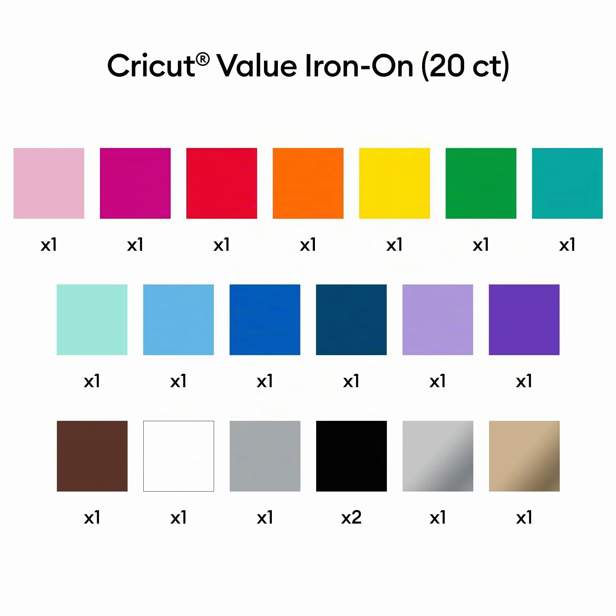 Thermocollant Cricut™ Rainbow 30,5 cm x 30,5 cm (20 unités)