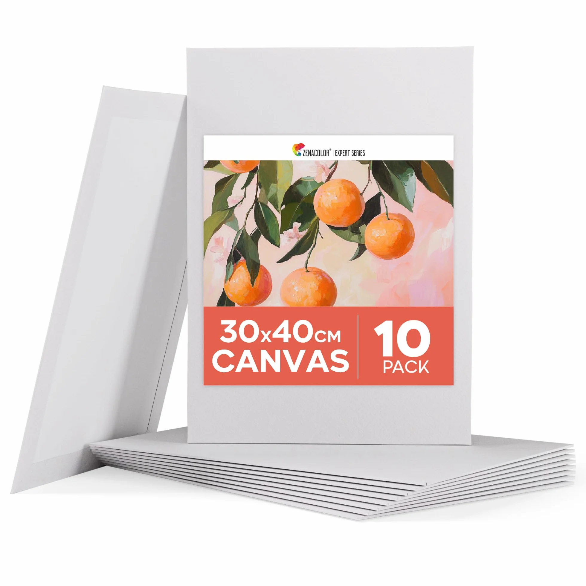 Zenacolor Tela per Dipingere 30x40cm Set da 10 280g/m² 100% Cotone Pittura Acrilica Olio Tempera
