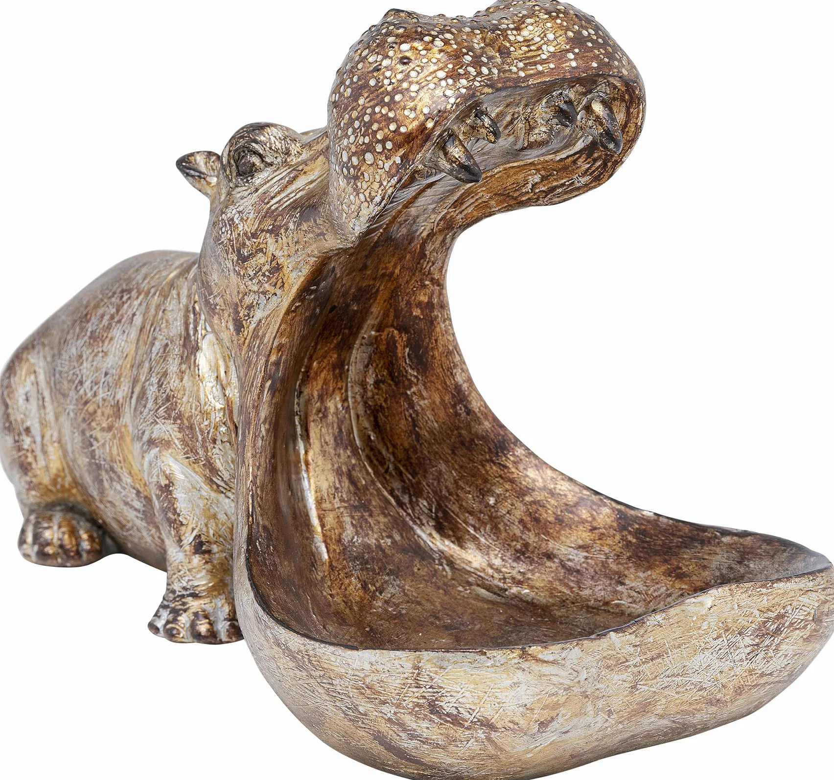 Design figura decorativa Hungry Hippo bronzo 17x15x27 cm poggiaoggetti portacaramelle
