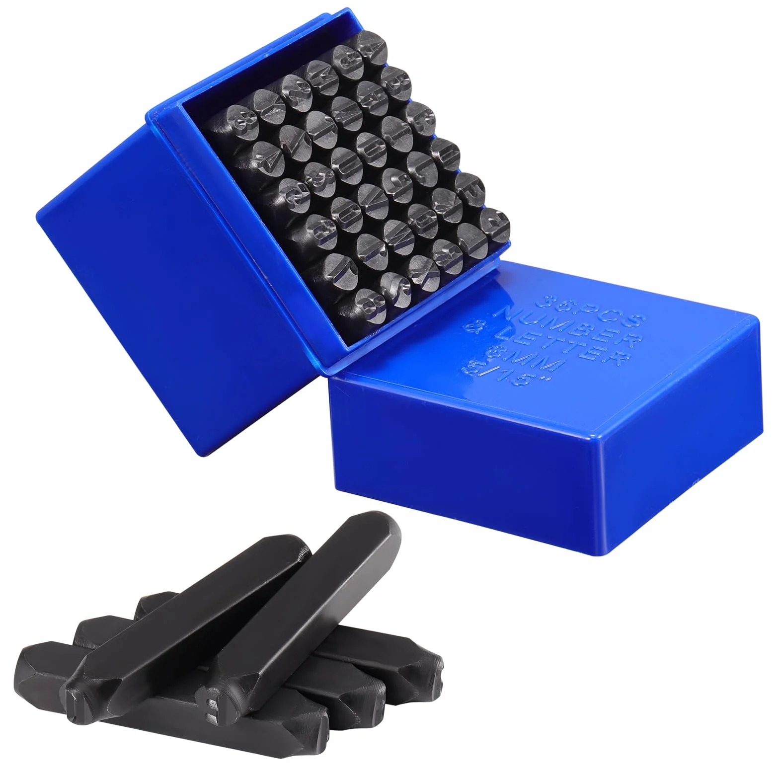 Set di timbri con lettere e numeri, 36 pezzi, 8 mm, kit di timbri in ferro con lettere e numeri dalla A alla Z, numeri 0-9 e timbri per fai da te, metallo, legno, pelle