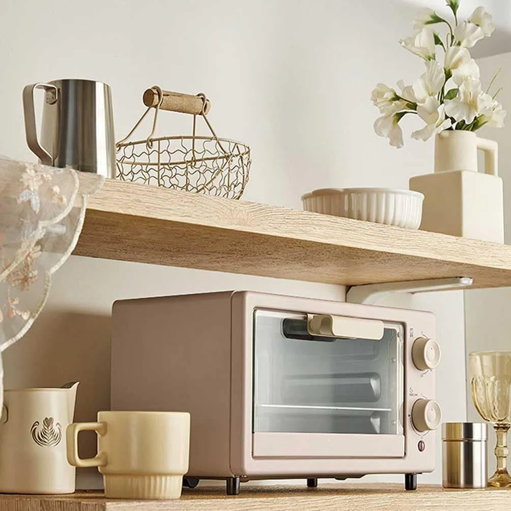 Mini forno, forno elettrico del tostapane della friggitrice dell'aria, capacità automatica pizza dei biscotti del pane casa del riscaldamento di cottura del forno da tavolo multifunzionale,Rosa