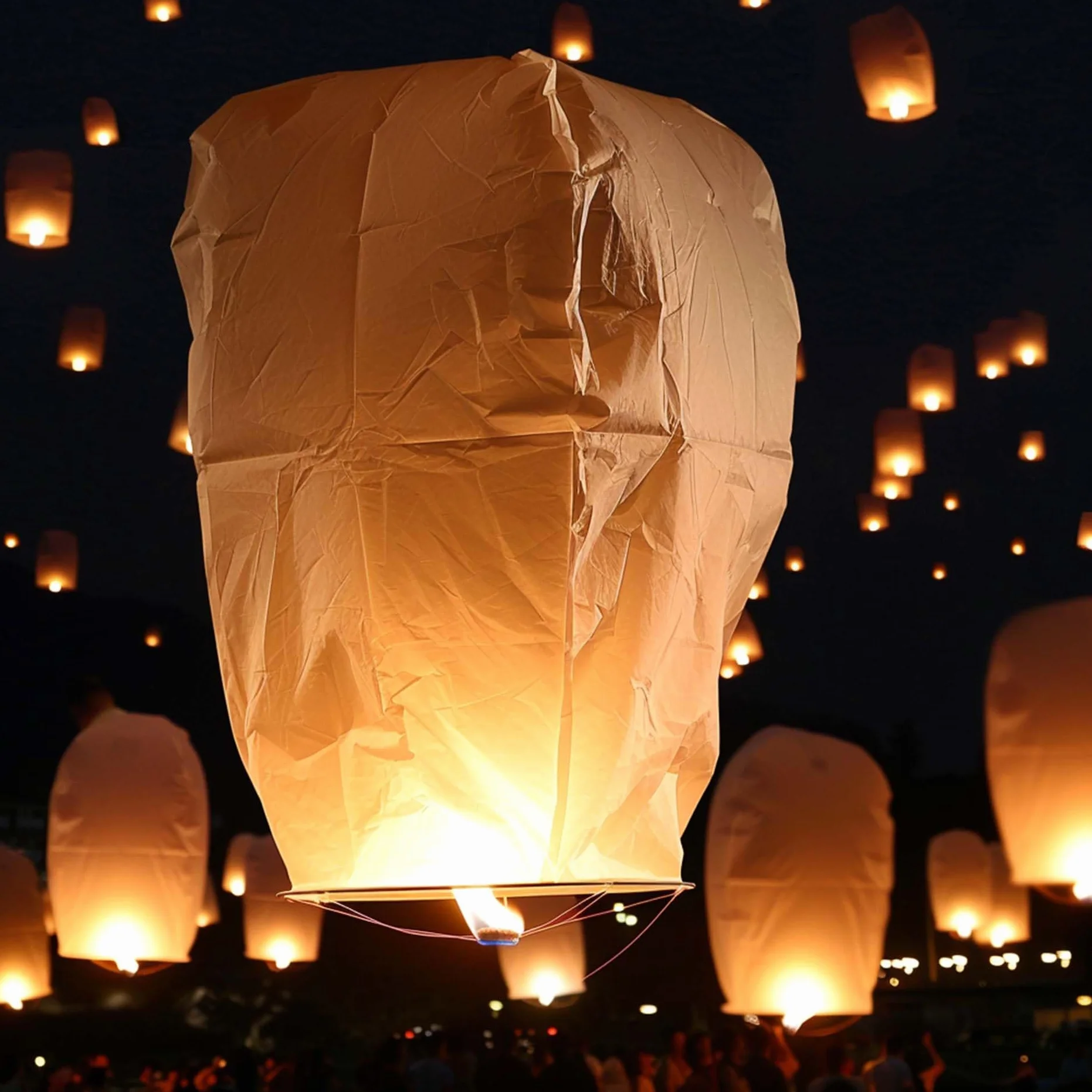 Lanterne Cinesi del Cielo Bianco 20 Pezzi, Lanterne di Carta Volanti con Luci Luminose per Matrimoni Feste