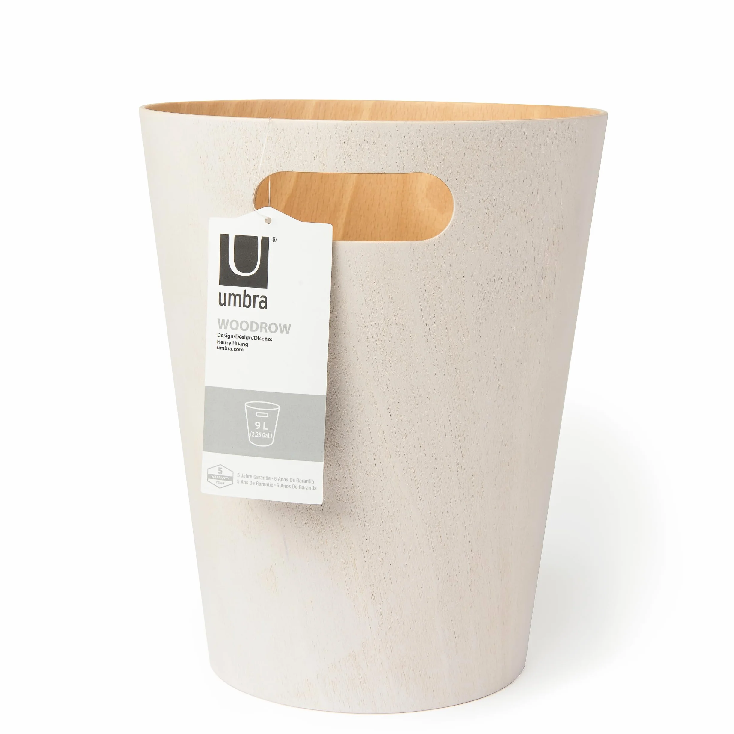 Umbra Woodrow Cestino della spazzatura 7,5 L Faggio Europeo Bianco/naturale