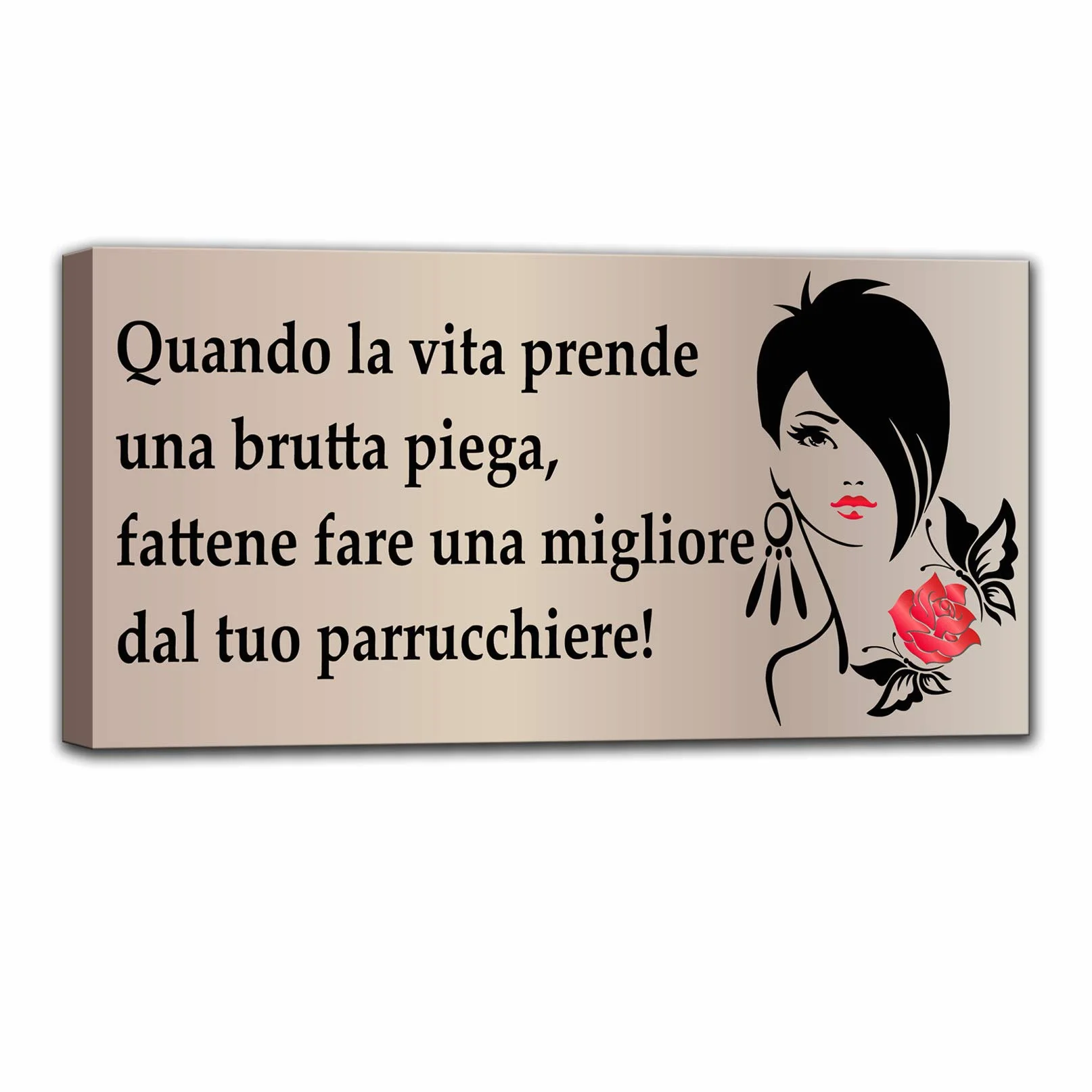 Quadro su tela con frase per negozio di parrucchiera, idea decorativa hair style donna