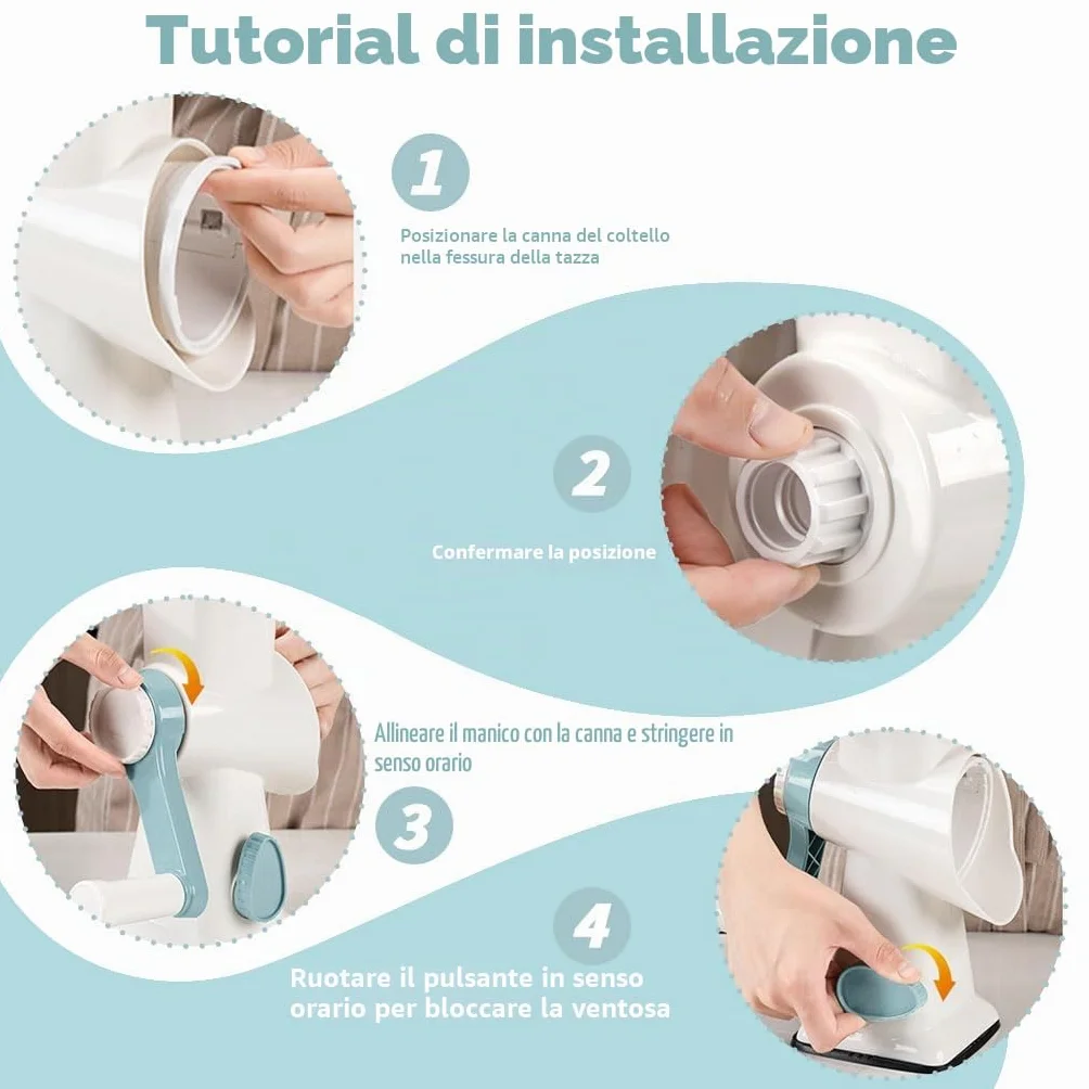 Macchina per graniglie, panemy Graniter, Lame a doppia fila angolo 45°, Frantumazione ghiaccio efficiente, risparmio sforzo, tritatutto adatto campeggio, cocktail, caffè freddo, gelato