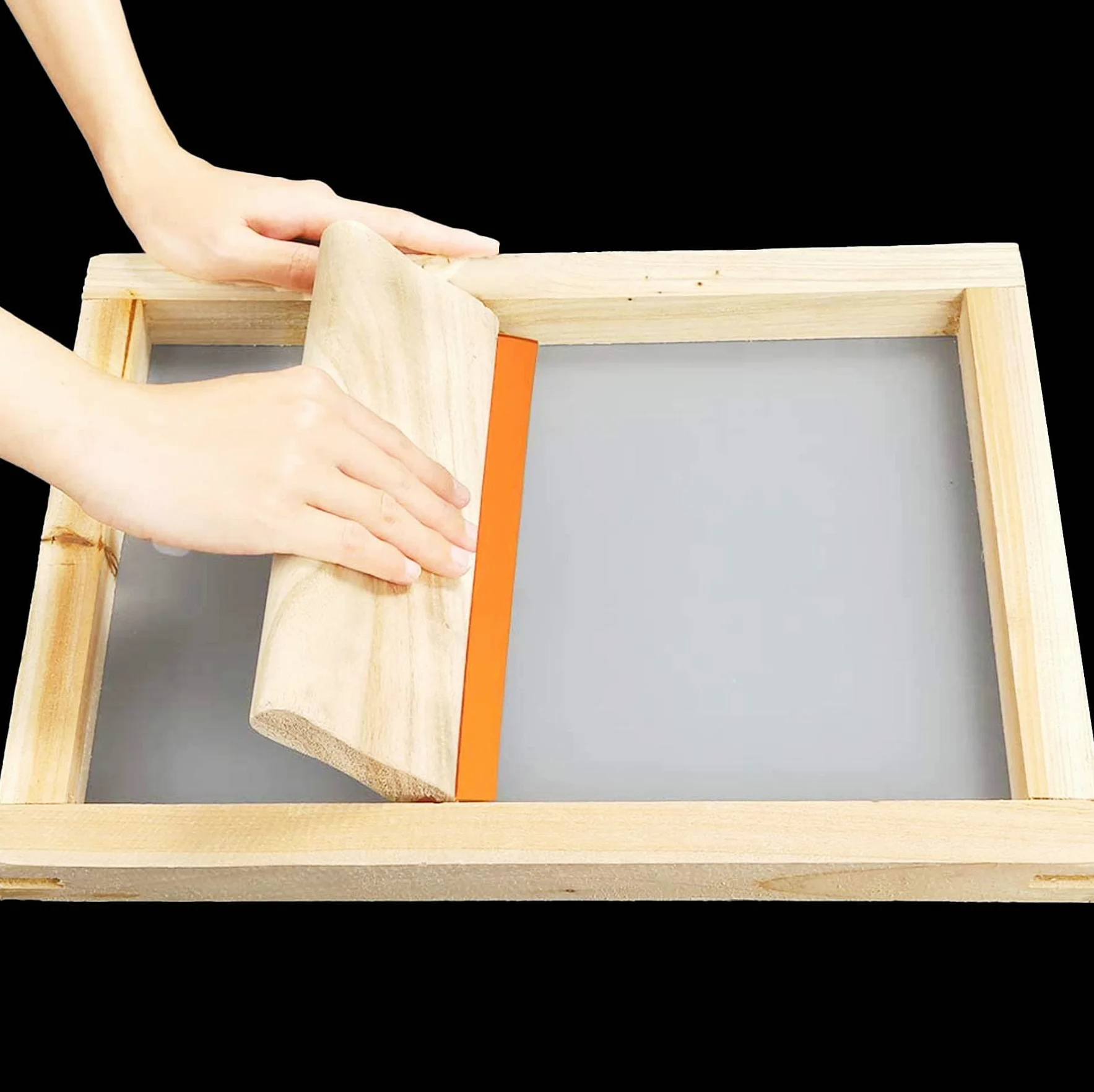 Kit per Serigrafia 9 Pezzi, Cornici in Legno, Pellicole Impermeabili, Raschietto