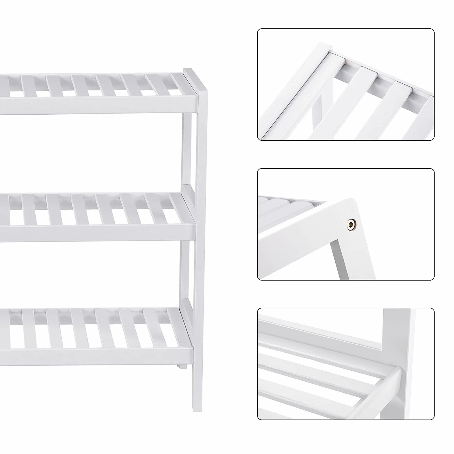 SONGMICS Scarpiera Ingresso 3 Ripiani Scaffale Portascarpe Legno Bambù Slim 26x70x55 cm Bianco LBS13W