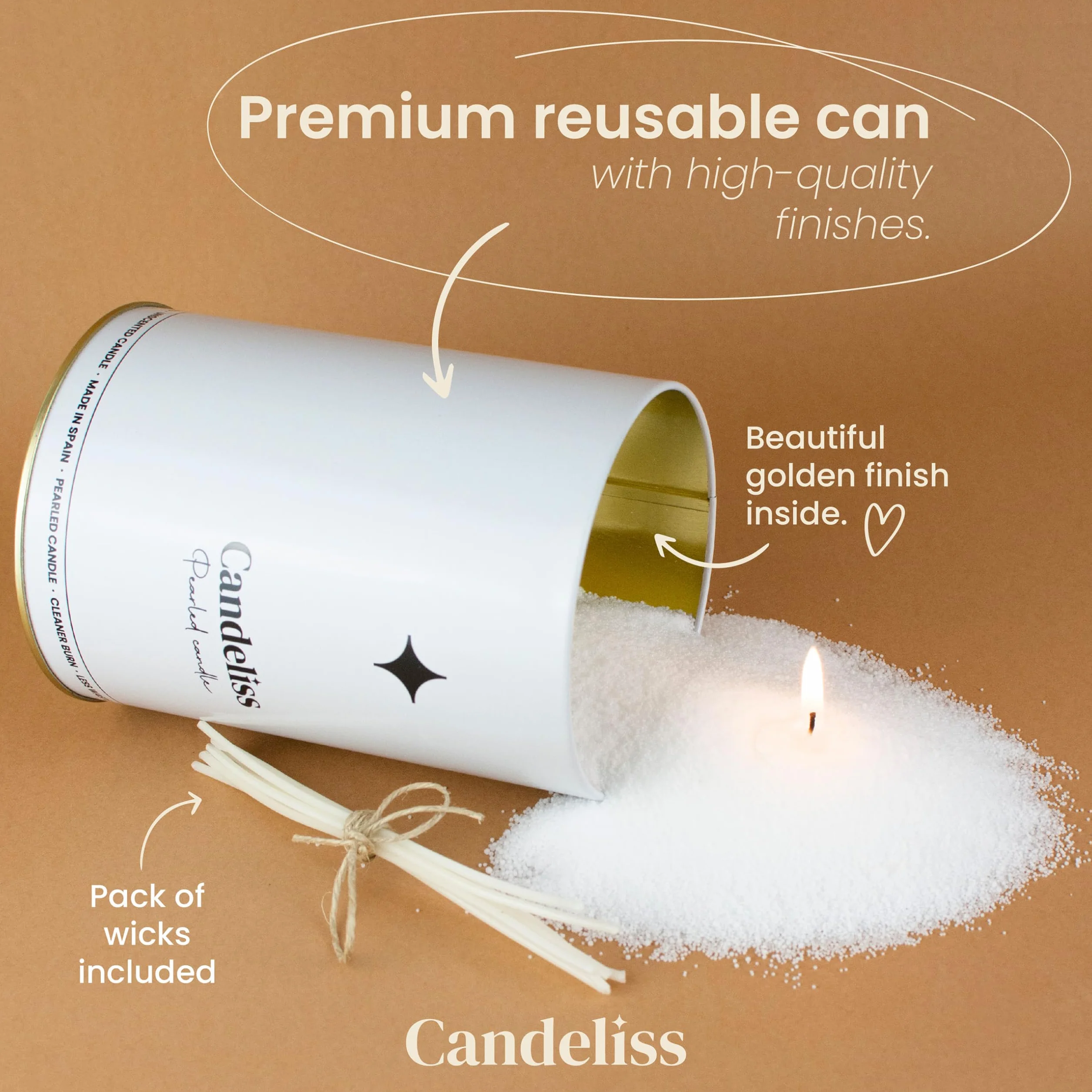 CANDELISS Kit per Candela di Sabbia 0,5kg Granelli di Cera Sabbia per Candele Perle Decorative