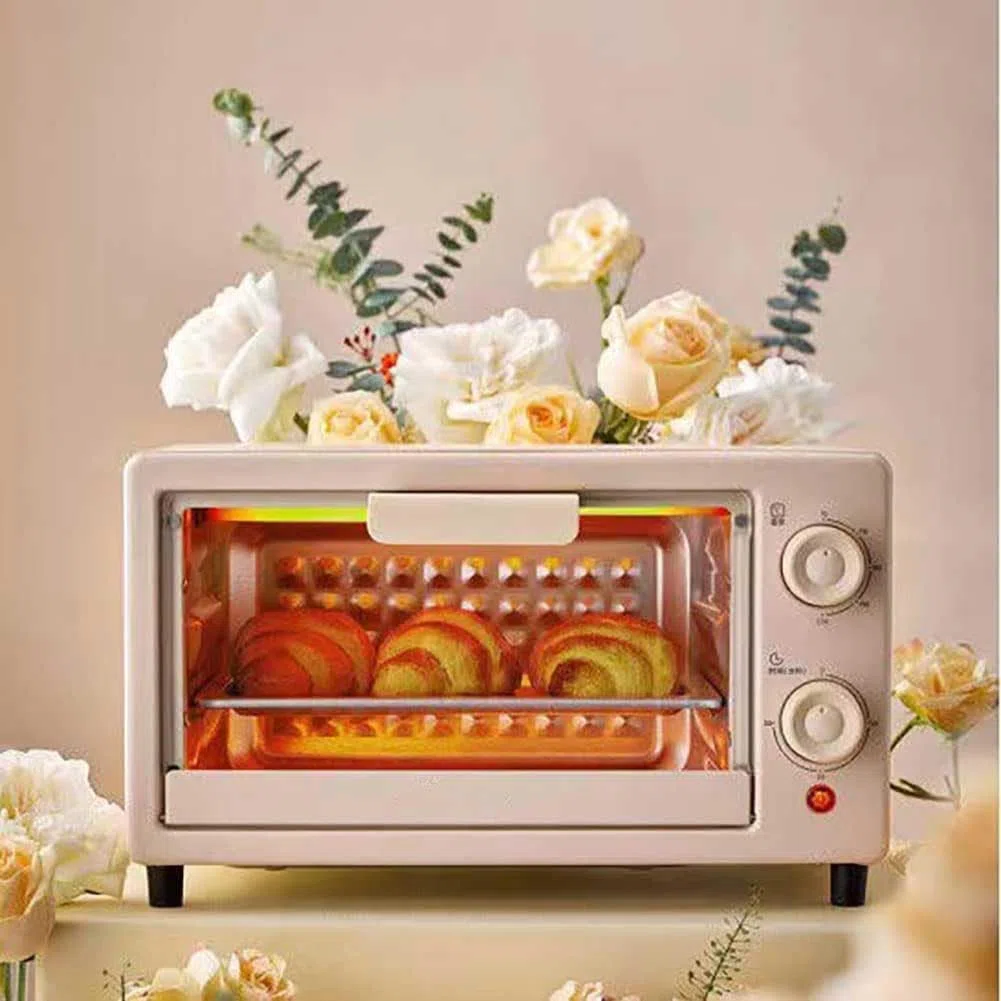 Mini forno, forno elettrico del tostapane della friggitrice dell'aria, capacità automatica pizza dei biscotti del pane casa del riscaldamento di cottura del forno da tavolo multifunzionale,Rosa