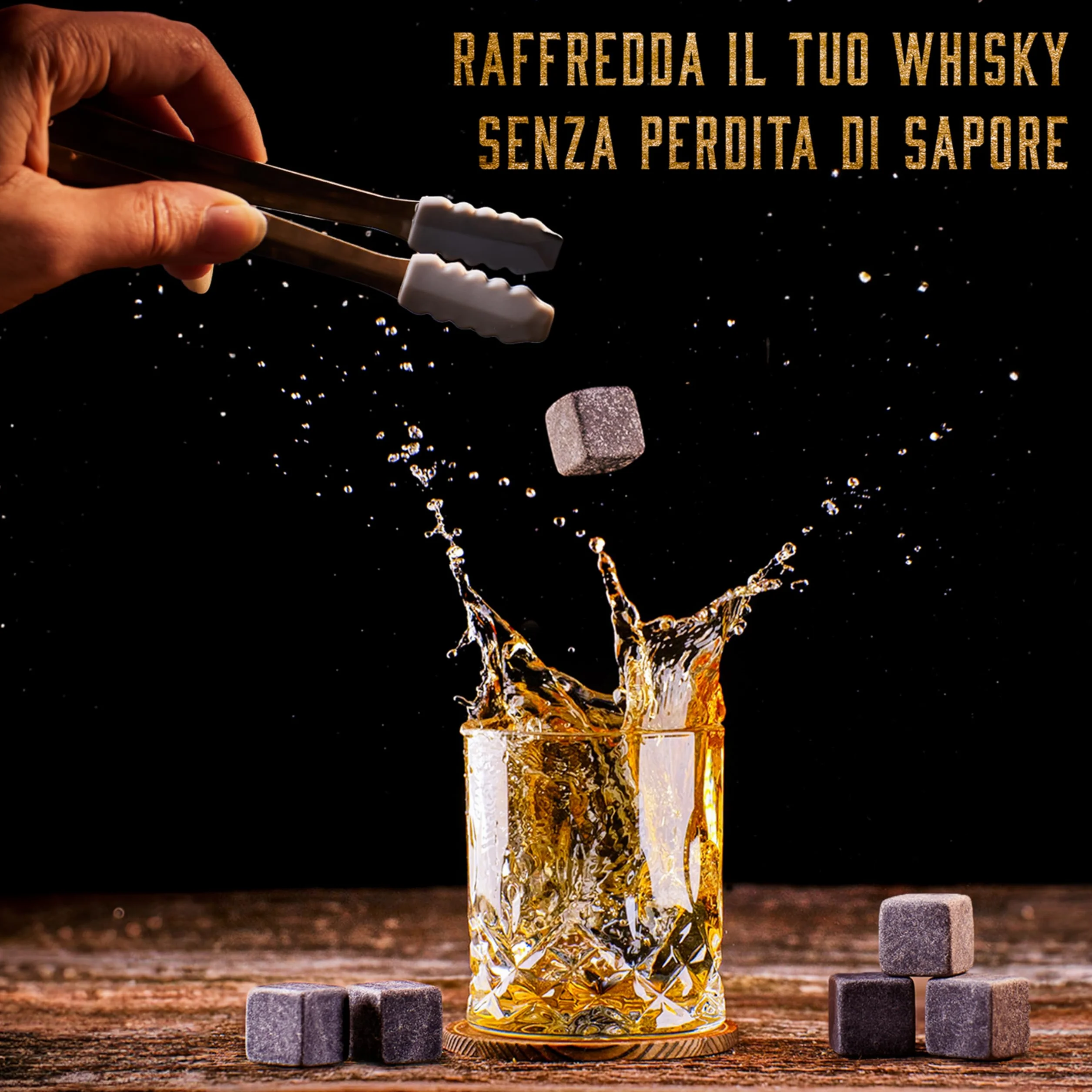 Set di bicchieri da whisky – 4 bicchieri rum, 8 pietre per whisky – regalo per uomo