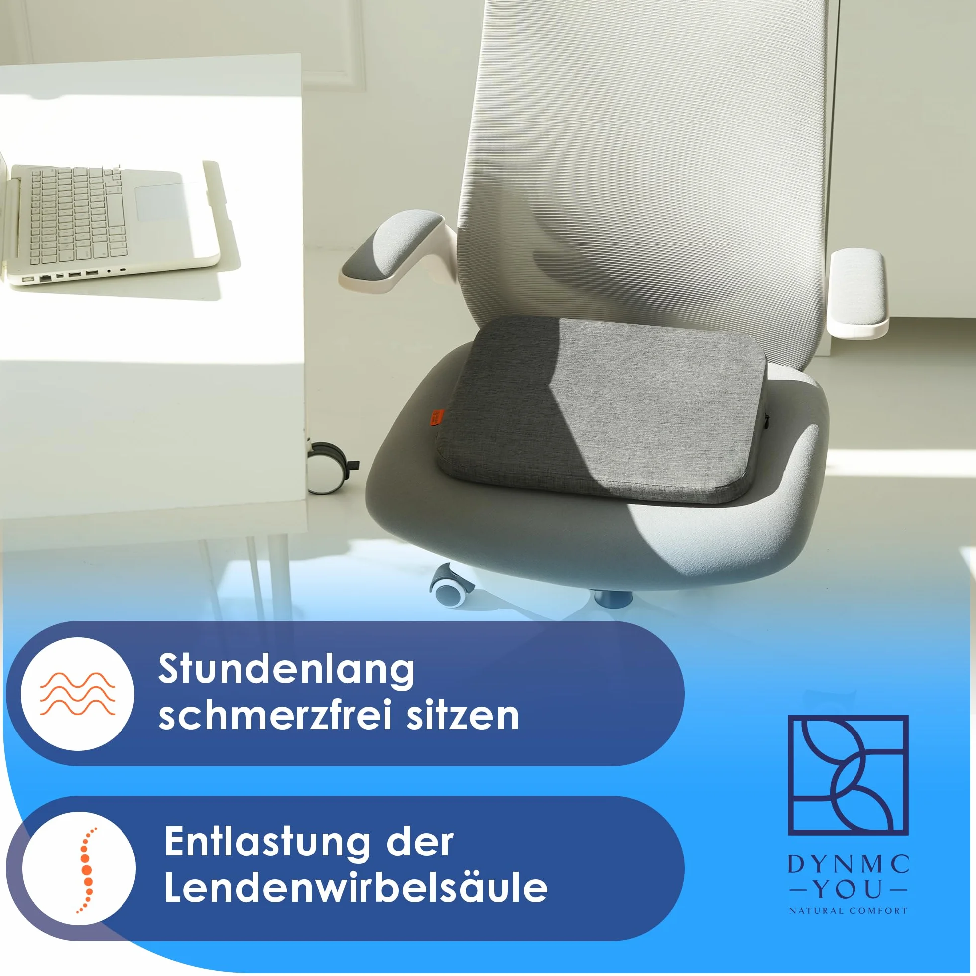 Cuscino Sedile Auto Ergonomico a Cuneo Solido in Gommapiuma Grigio Scuro