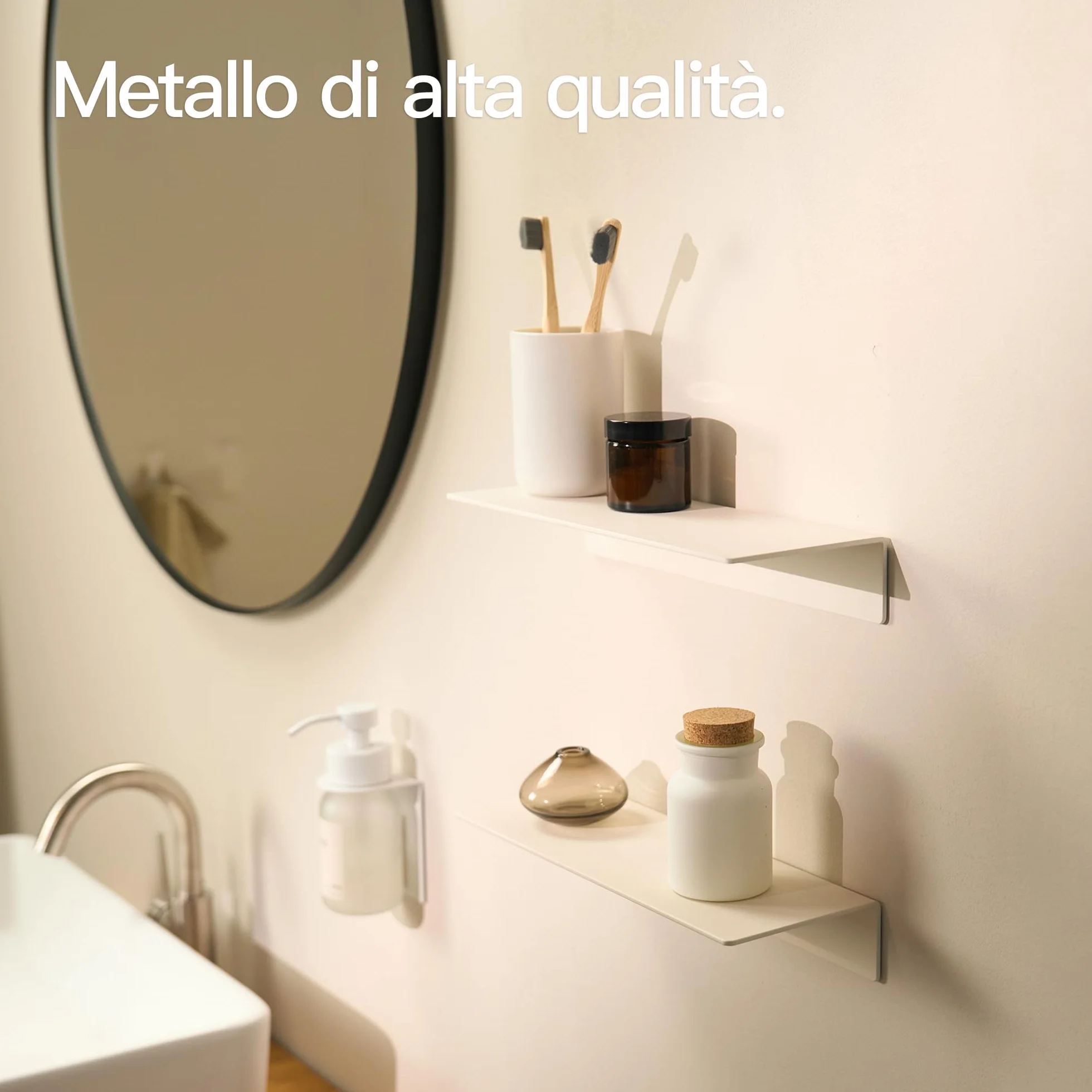 Design Amburgo Mensola da bagno Ripiano senza forare Bianco satinato 30 cm