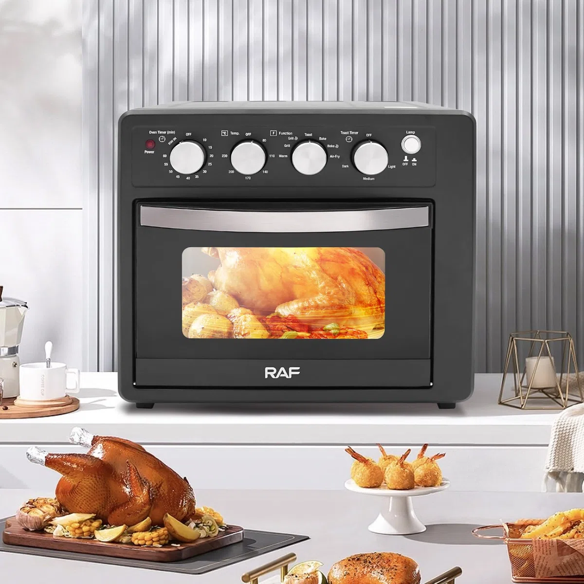 Forno elettrico da 1700 W, forno ad aria elettrica con grande capacità, friggitrice e tostapane, forno multifunzione per casa, panetteria e ristoranti