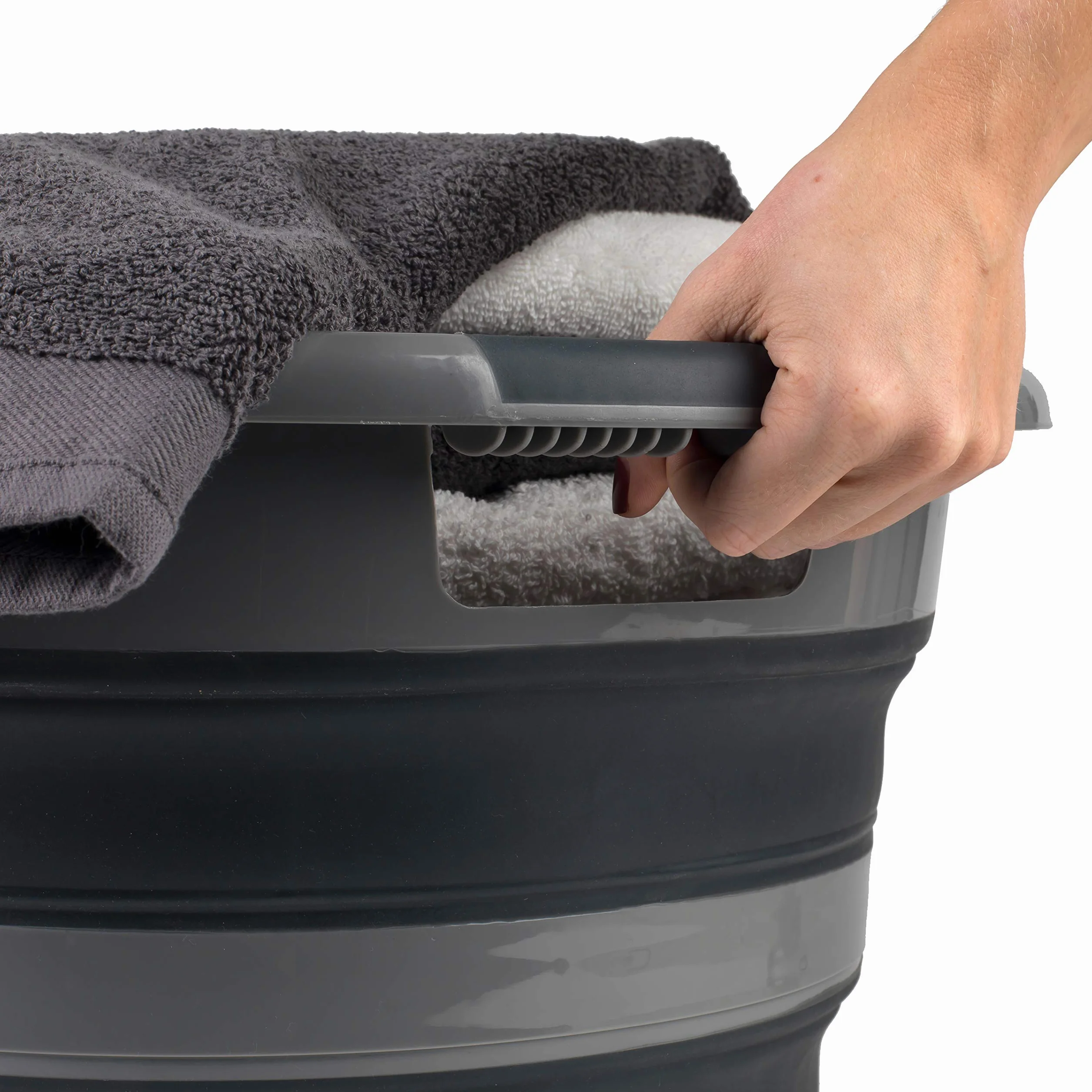 Russell Hobbs Cesto della Biancheria 27L Pieghevole Plastica Nero/Grigio
